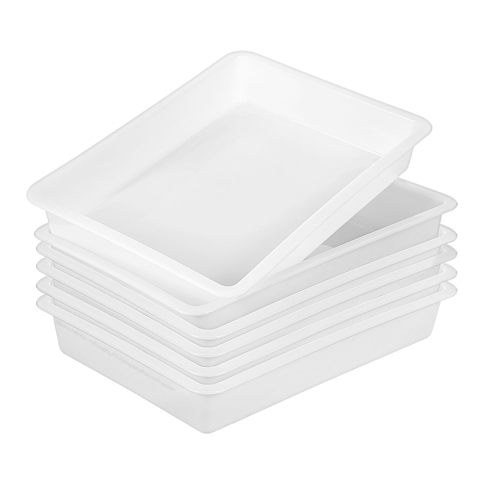 6 Pack Classroom Turn in Bins, 14.37 x 10.62 x 2.36 Inches White Plastic Pape…
