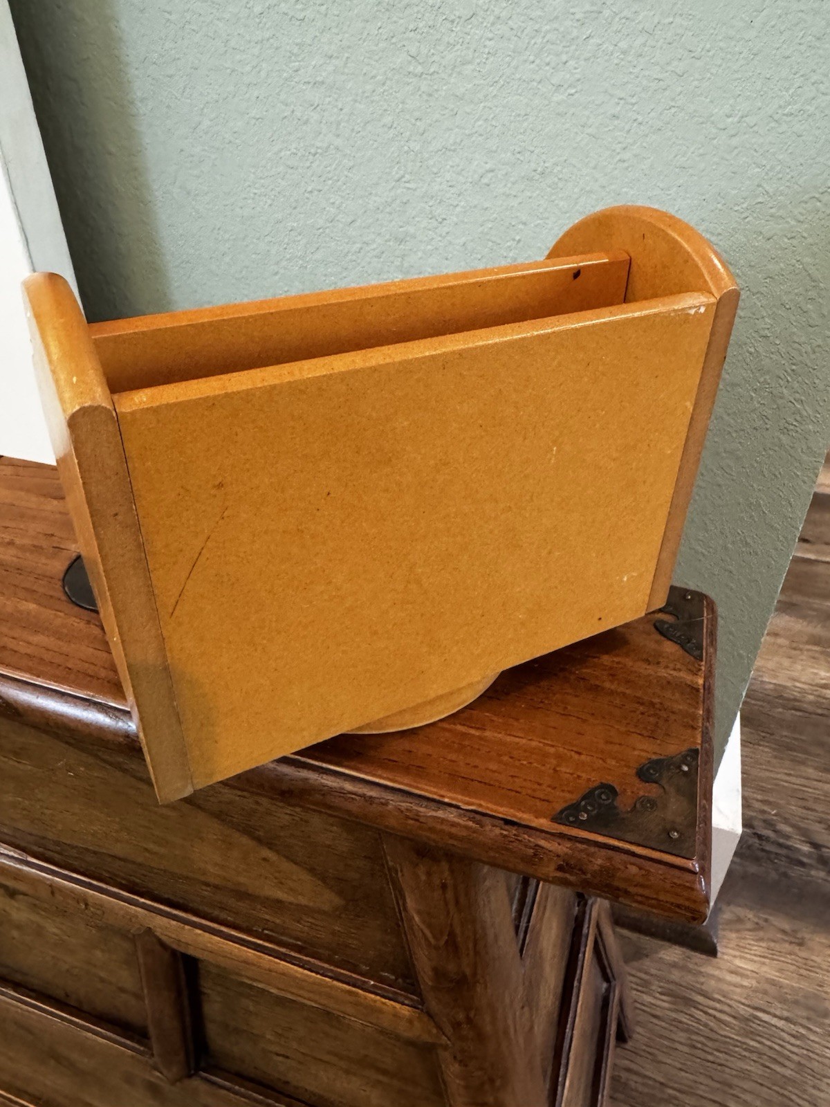 VTG MCM Oak Wood Desk360 Swivel DividedOrganizer One w Slide 6″ X7.25″