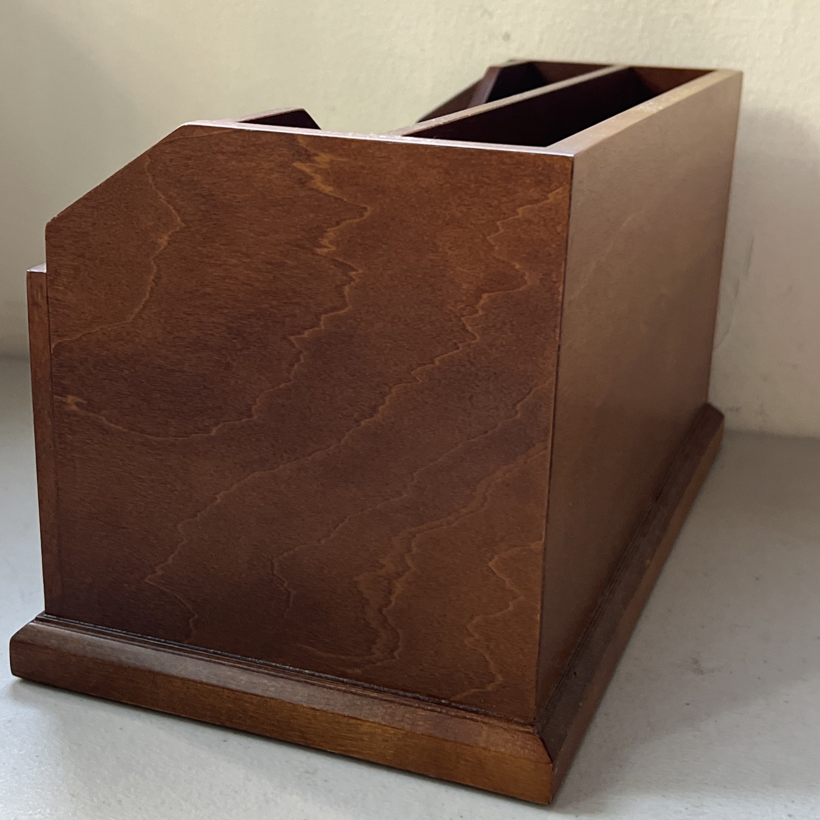 Vtg Bedford Pottery Barn Wood Desktop Organizer Mail File w/ 3 Floral Art – 13″