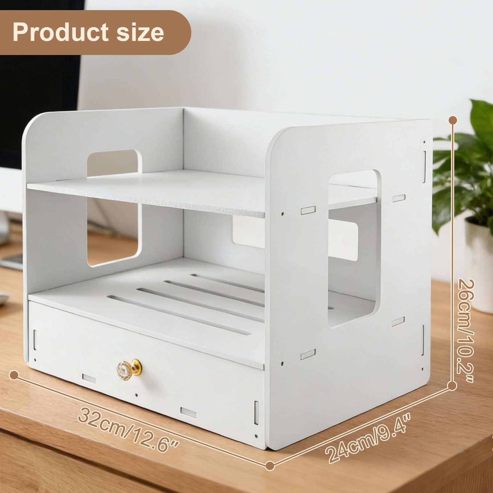 Desk Organizer, 2-Tier File Organizer for Desk with Drawer, Letter Tray , Des…