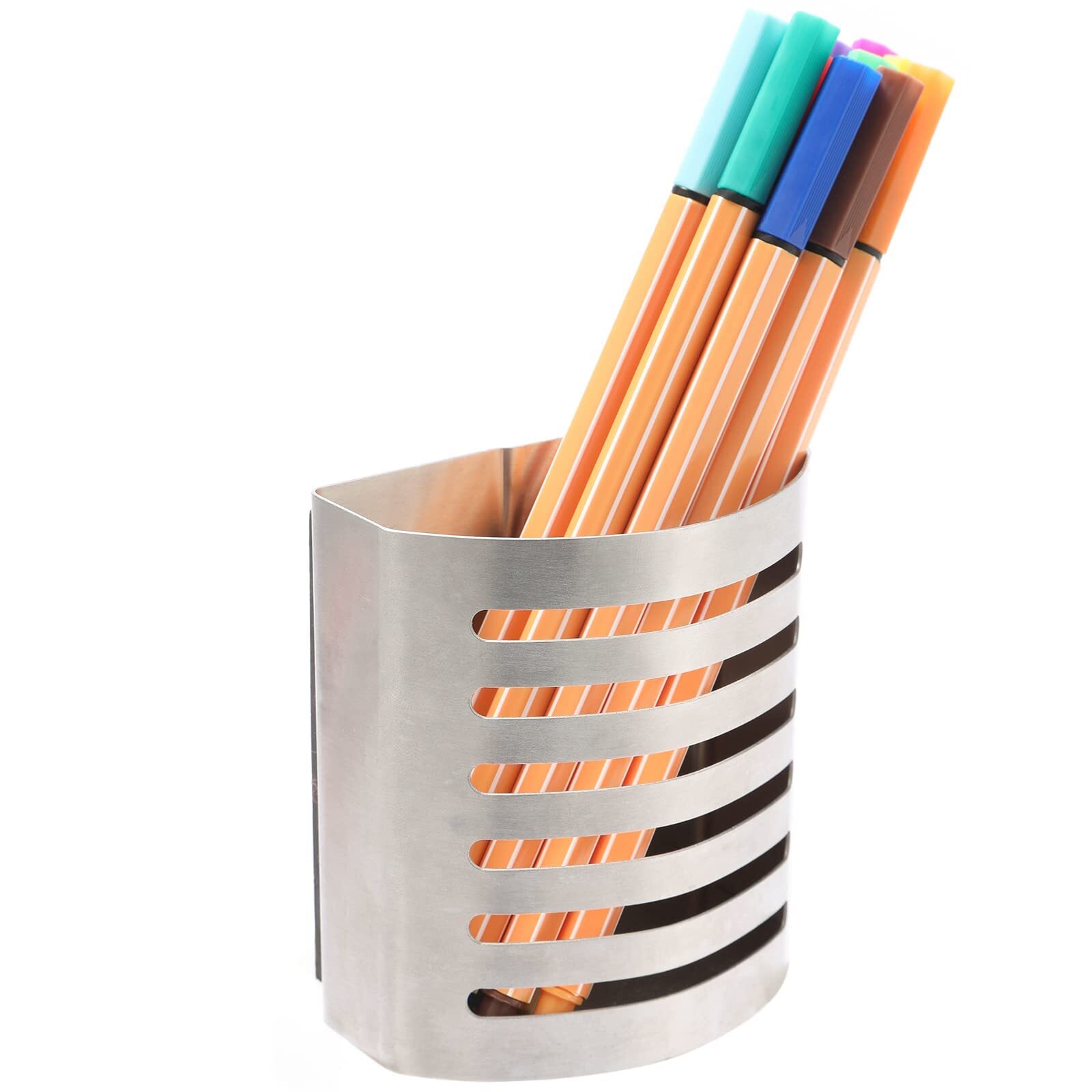 2 Pack Magnetic Stainless Steel Pen Pencil Holder Metal Storage Organizer