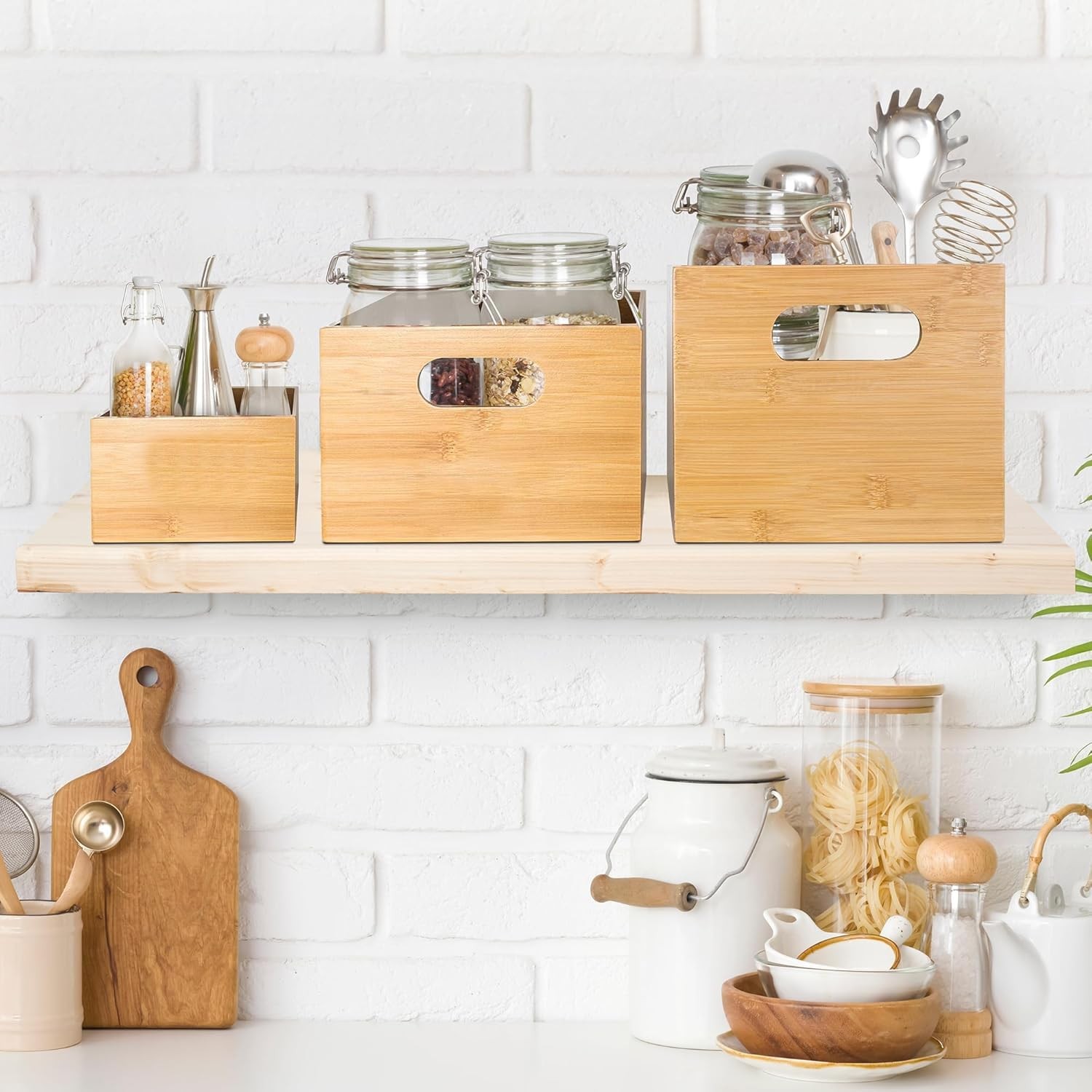 YBM Home Bamboo Storage Boxes with 10.25″ L x 6.25″ W x 4.75″ H, Natural Wood