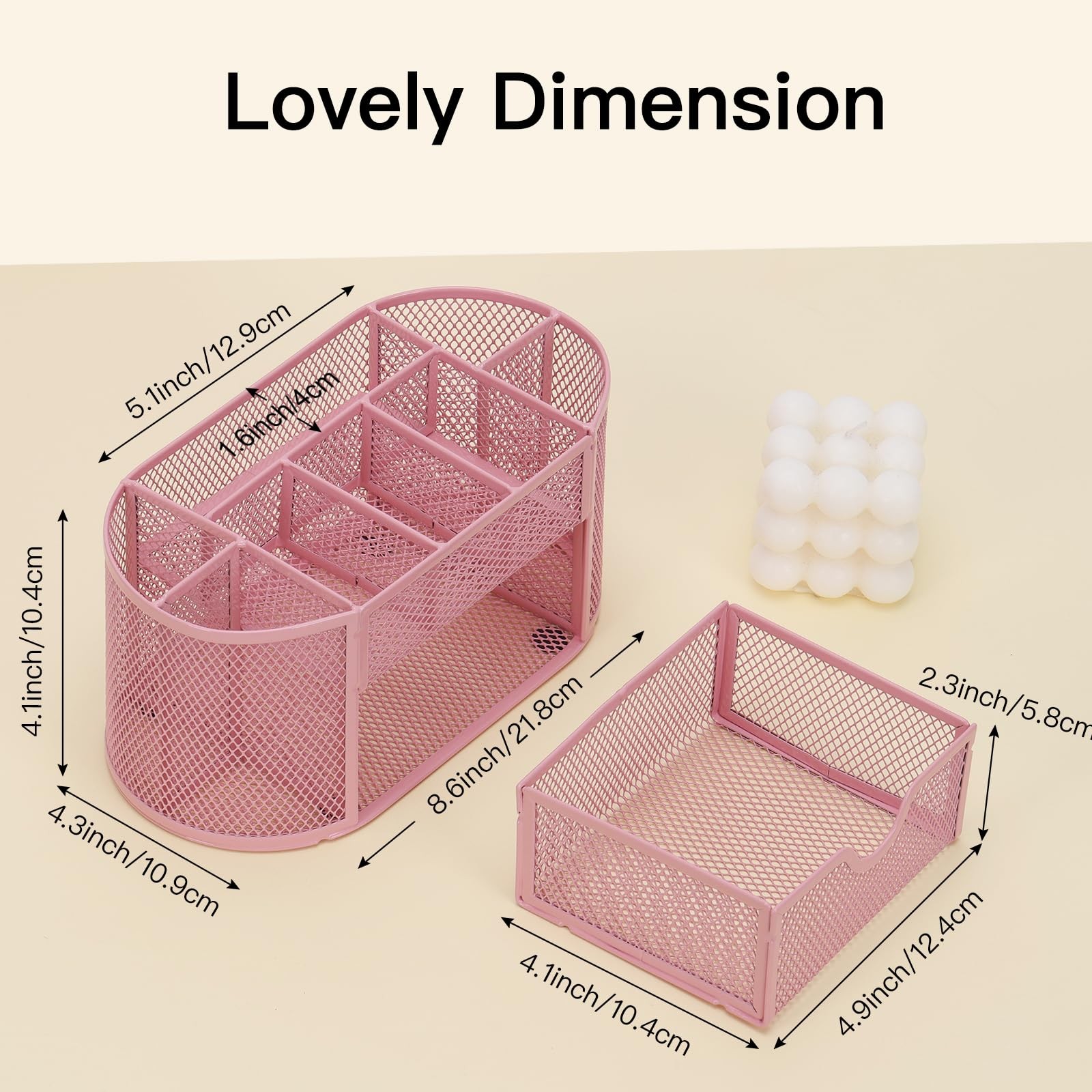 EOOUT Pink Desk Organizer, Pen Holder for and Accessories, Mesh