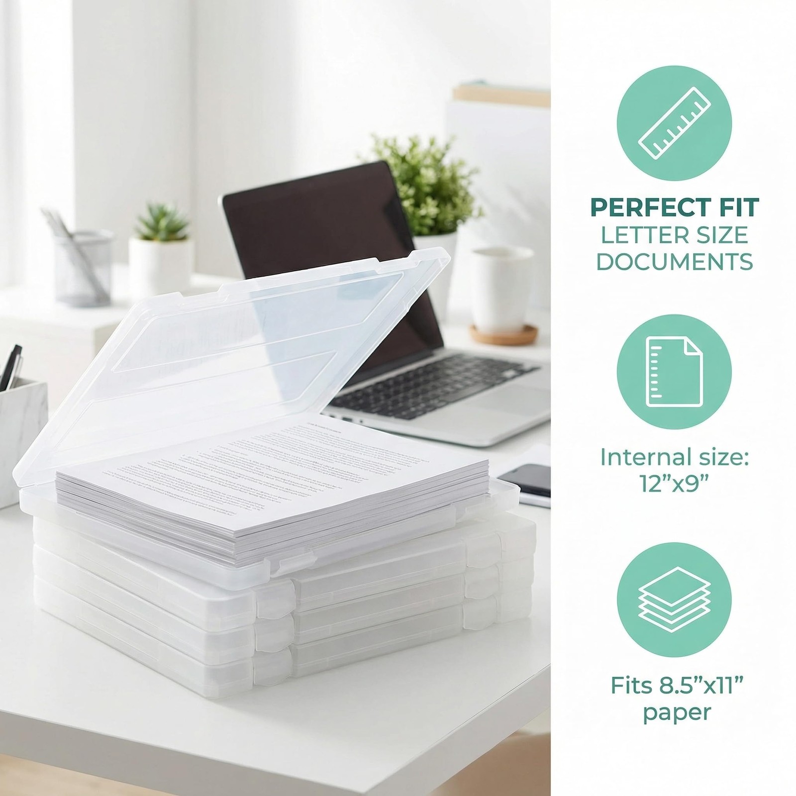 Hiceeden 4 Pack Plastic Project Case for 8.5″x11″ 12.5″Lx9.4″Wx1″H, Clear