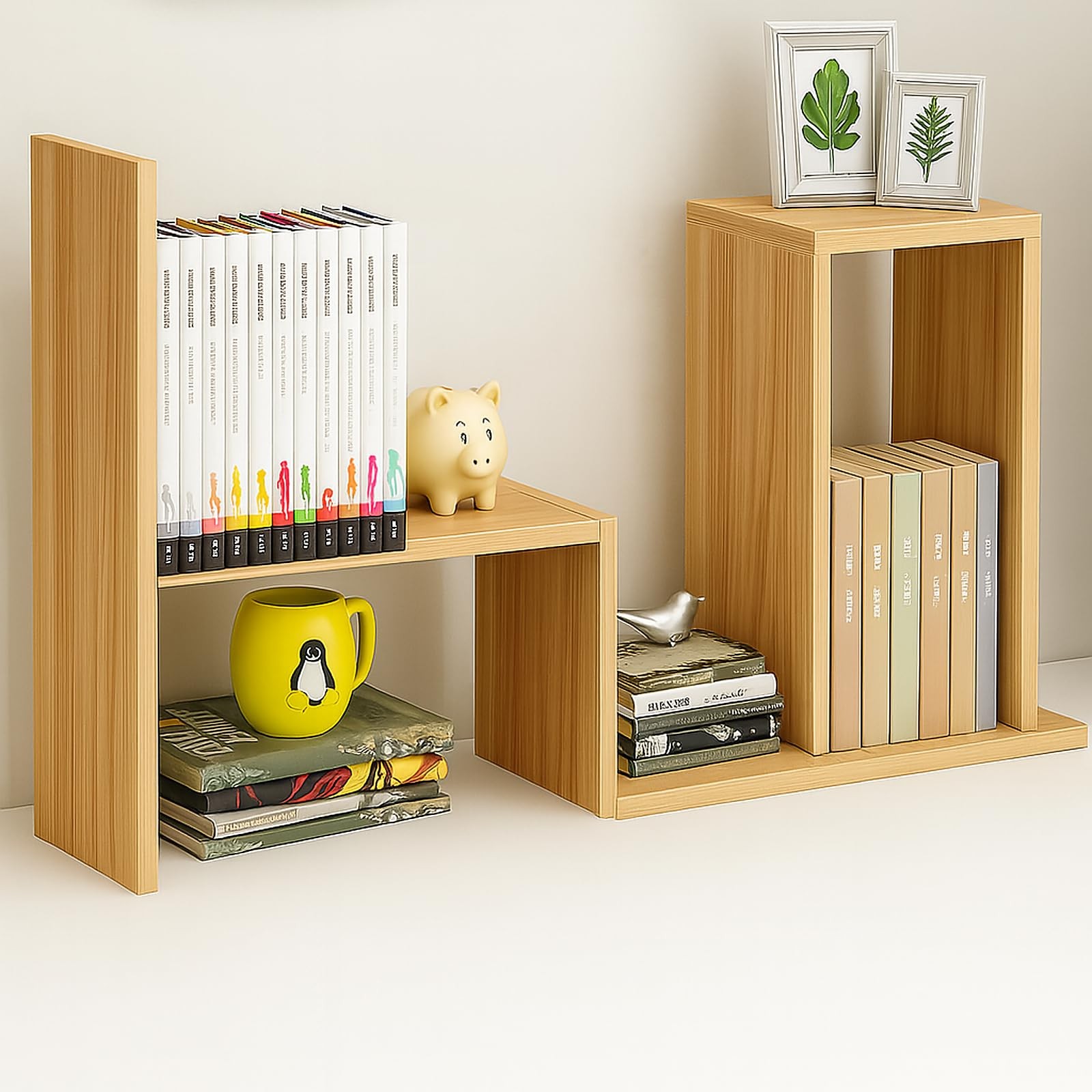 IUSEIT Desktop Shelf 11.8W (extendable to 23.6W) x 13.7H x 6.6D, Light Walnut