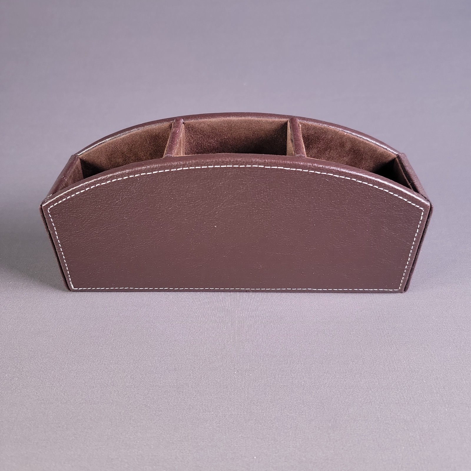 6‑Piece Leather Office Desk Organizer Set White Stitching Modern Office set