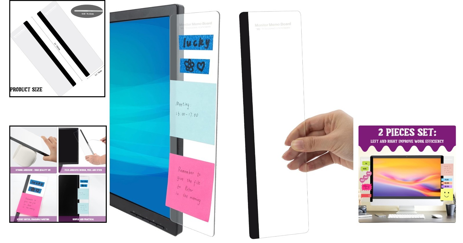 Multifunctional Memo Board Set – 2 Acrylic Sticky Note Holders for Office & Home