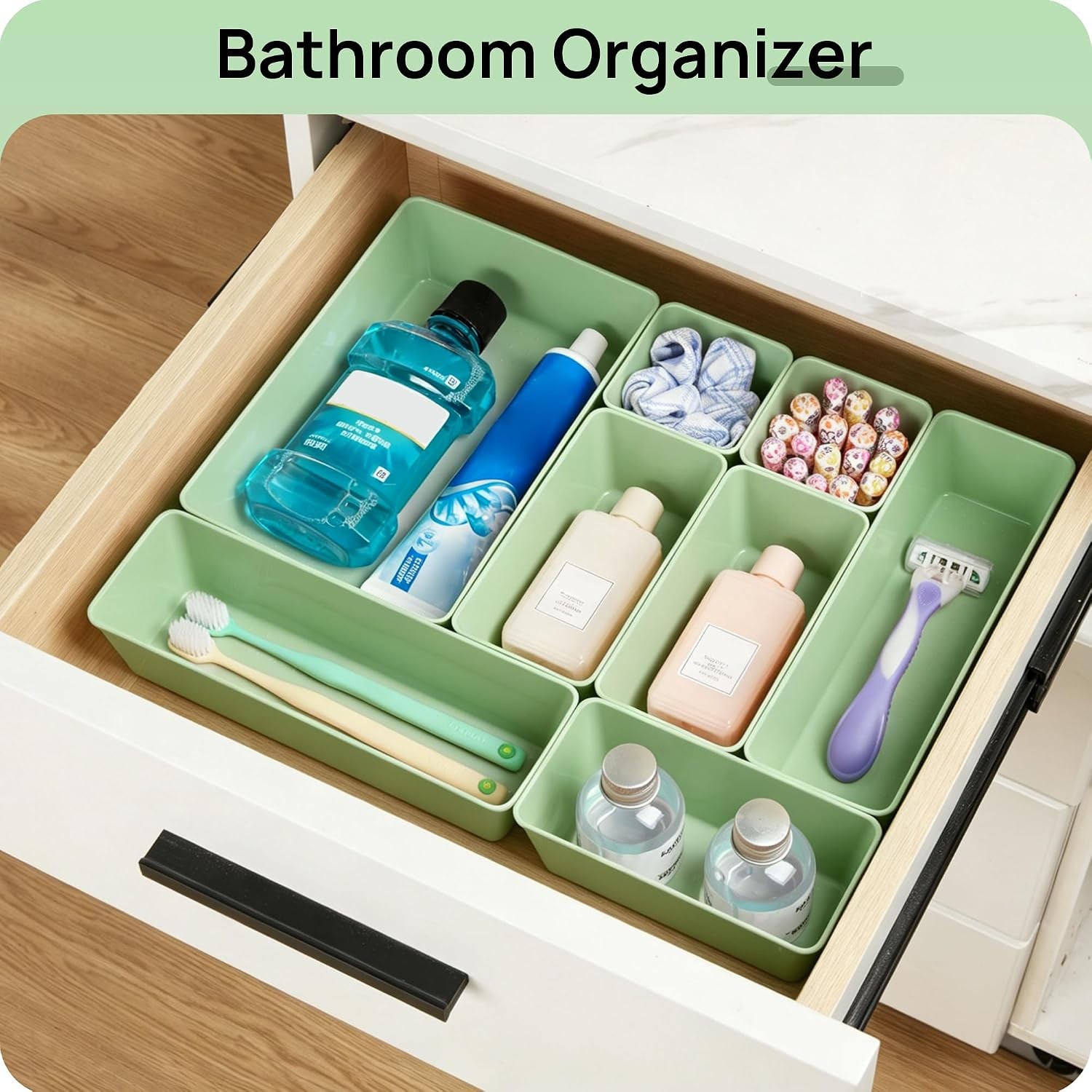 Vtopmart 25 PCS Plastic Drawer Organizers Set, 4-Size Versatile Bathroom and Van