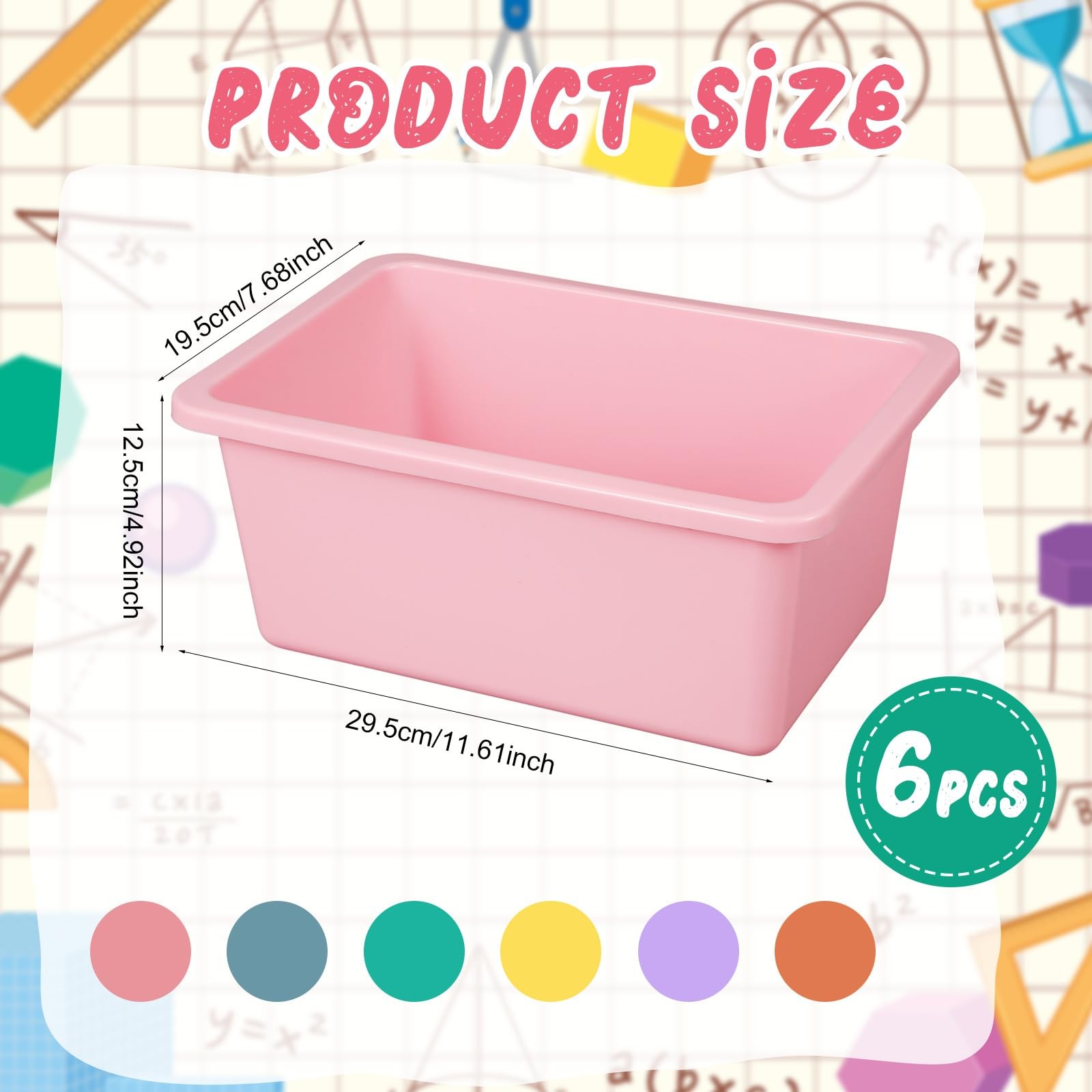 6 Pcs Plastic Book Bins for Classroom Library Cubby Bins Stackable Storage Tu…