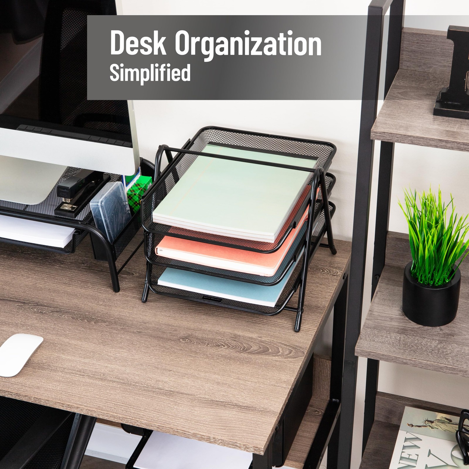 Mind Reader 3-Tier Paper Tray Desktop Organizer File Storage Office Metal Mesh