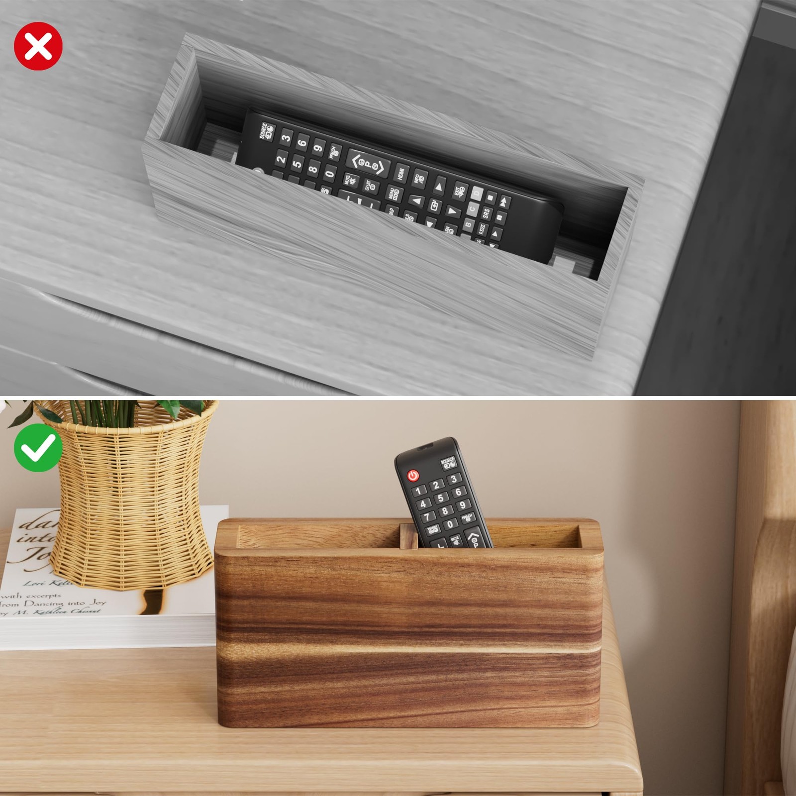 Wood Remote Control Holder Wall Mount, TV Remote Holder for Wall, Remote Cont…