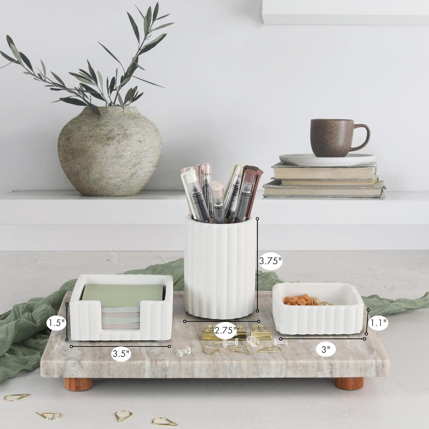 3-Piece Concrete Desk Accessories – Enhance Style & Organization Effortlessly