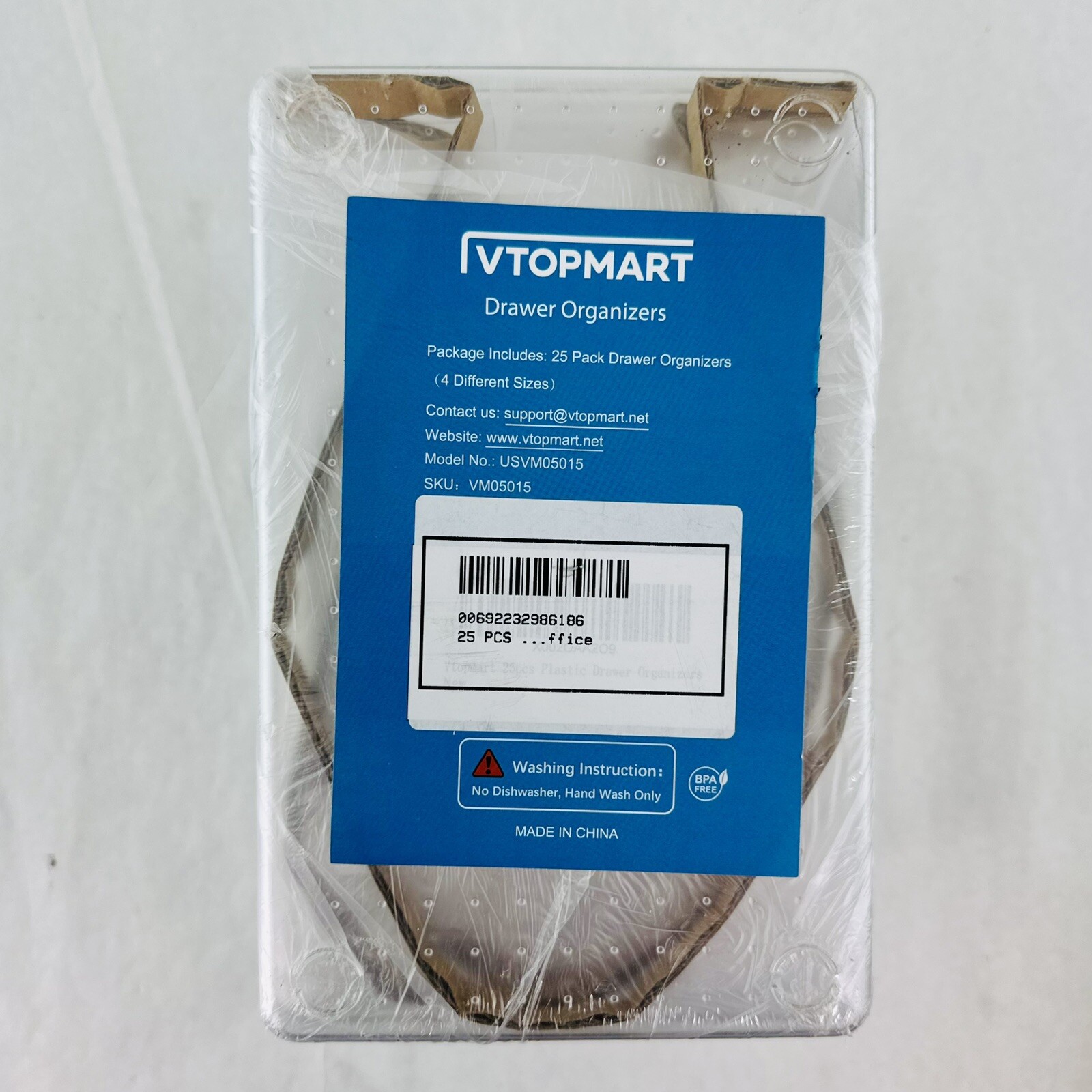 VTopMart Desk Kitchen 25 Pack Drawer Organizers 4 Different Sizes Clear Plastic