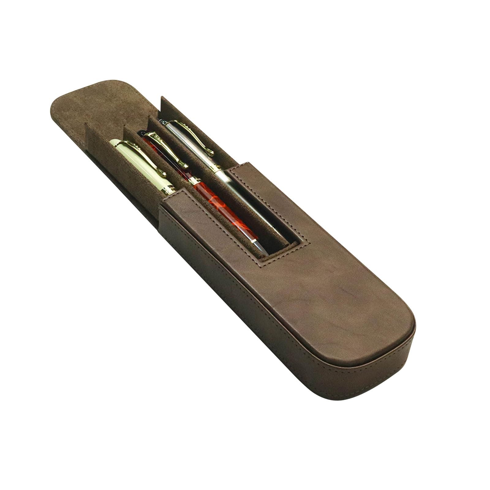 Leather Triple Pen Case Pencil Pouch Holder for Three Fountain Ballpoint Roll…