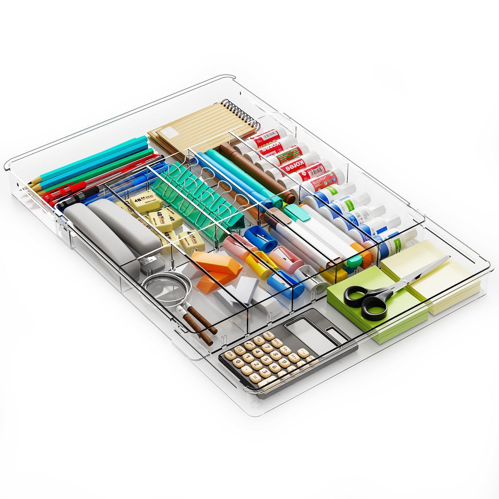 Yieach Large Expandable Desk Drawer L-12.6 to 21.3×14.5×1.8 In, Clear