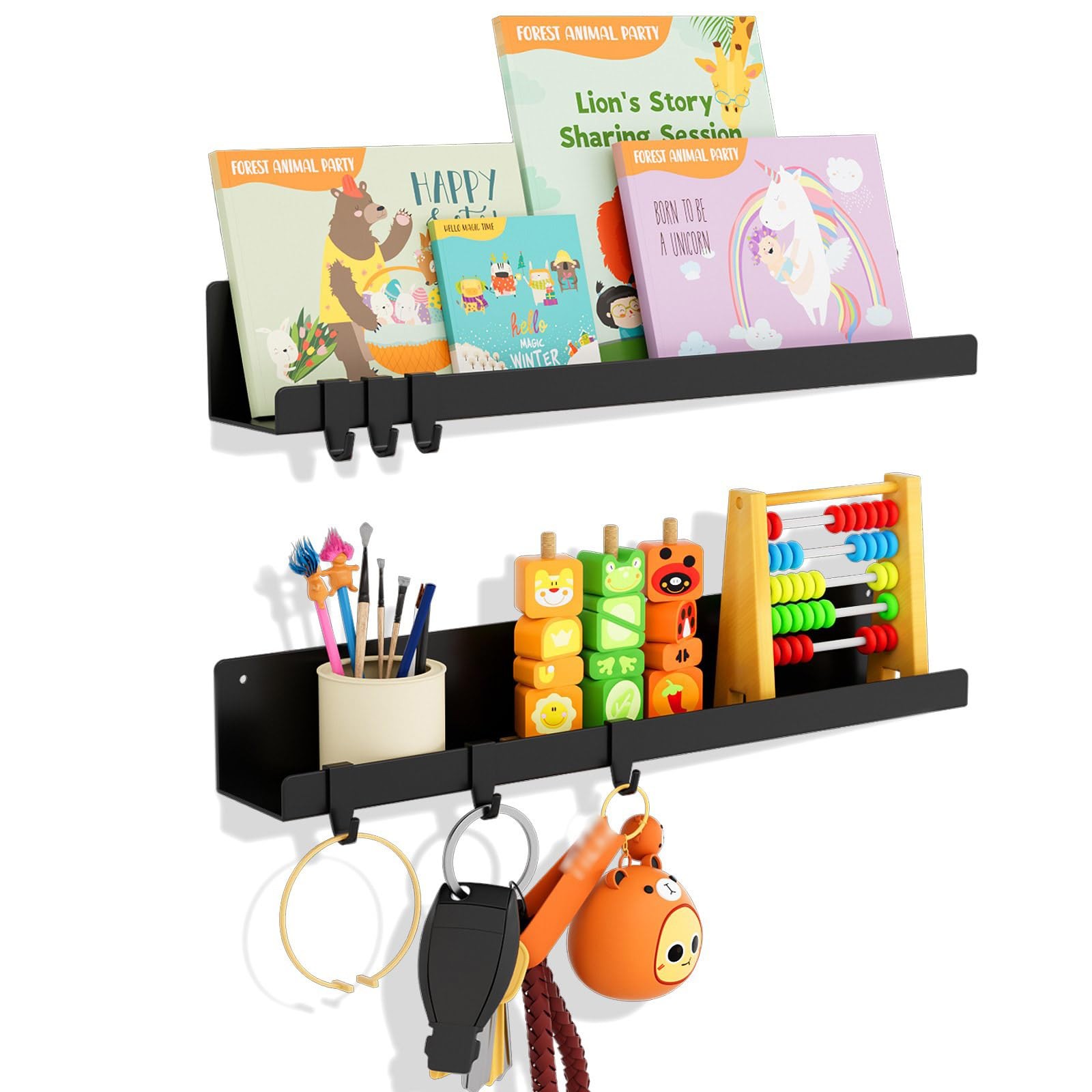 2-Pack Magnetic Book Shelf for Whiteboard – 17 Inch Reusable Metal Magnetic S…