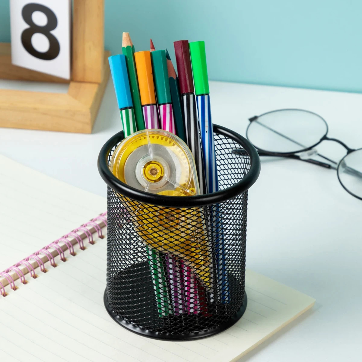 1PC Mesh Pencil Holder Metal Pen Cup Black for Desk 1Pcs Pencil Holder Office
