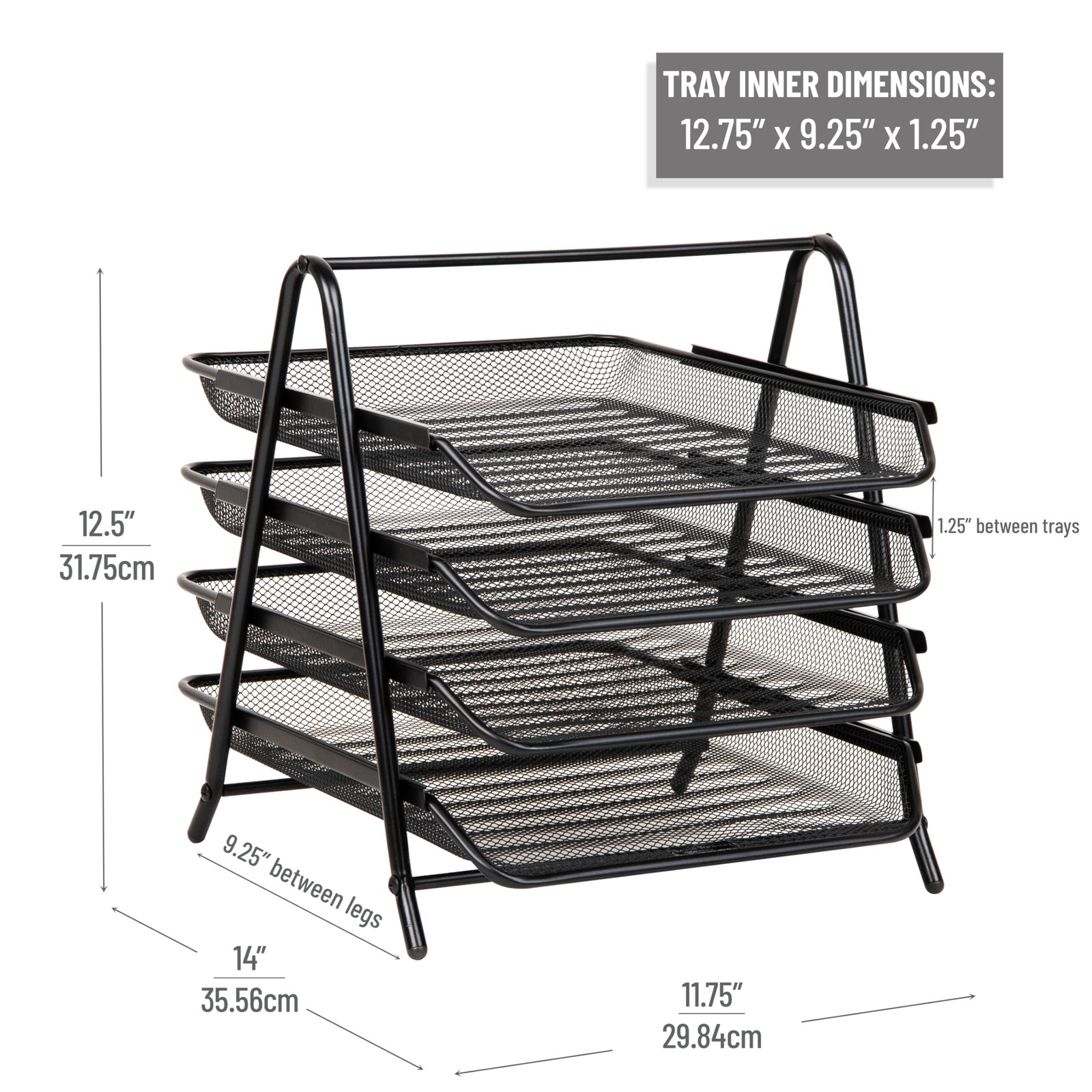 Mind Reader 4-Tier Paper Tray, Desktop Organizer, File Storage, Workspace, Of…
