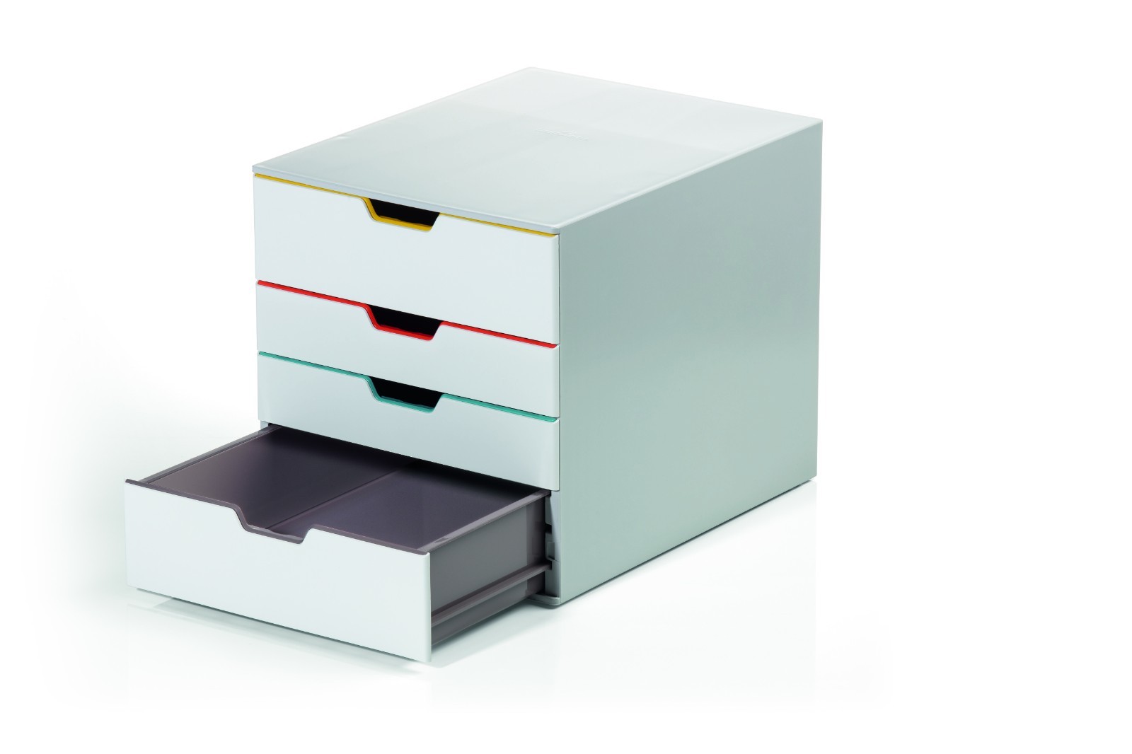 VARICOLOR 4 Drawer Color Coded Desktop Organizer Document Storage White Durable