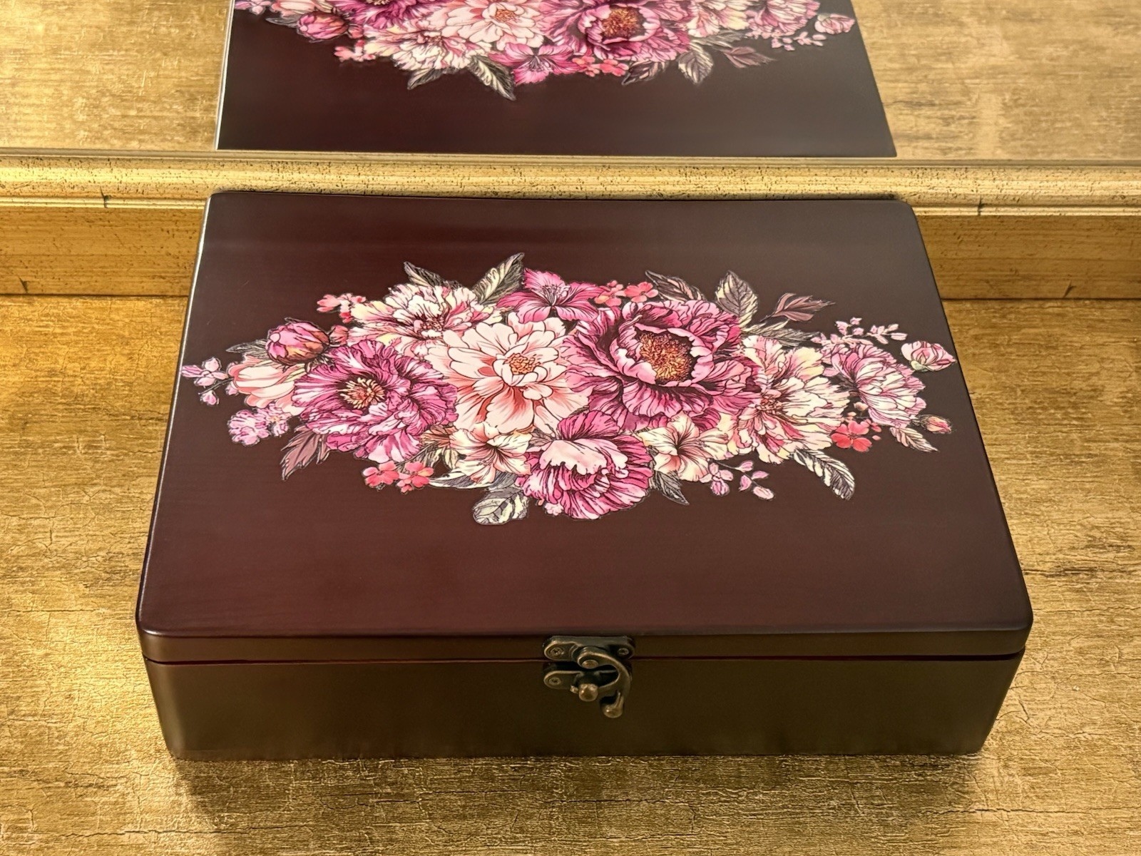VTG Executive Desk Accessories Rose Wood Office Supply Storage Box 9 Compartment