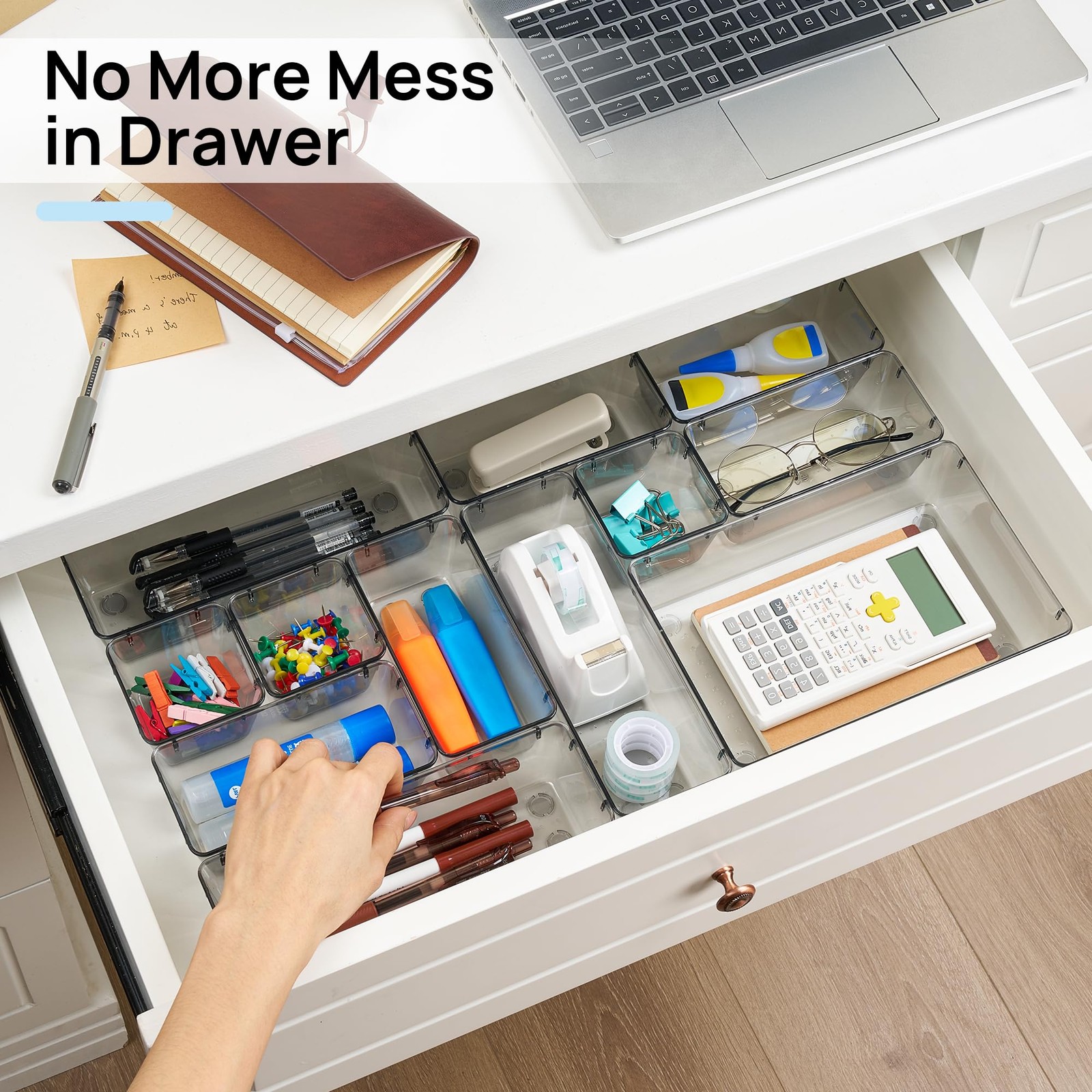 25 PCS Office Desk Drawer Organizer Tray 4Size Plastic Storage Bin Vanity