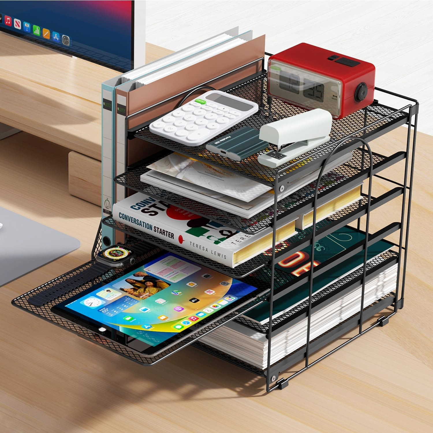 Desk Organizers and Accessories, 6-Tier Paper Organizer with File Holder, Docume