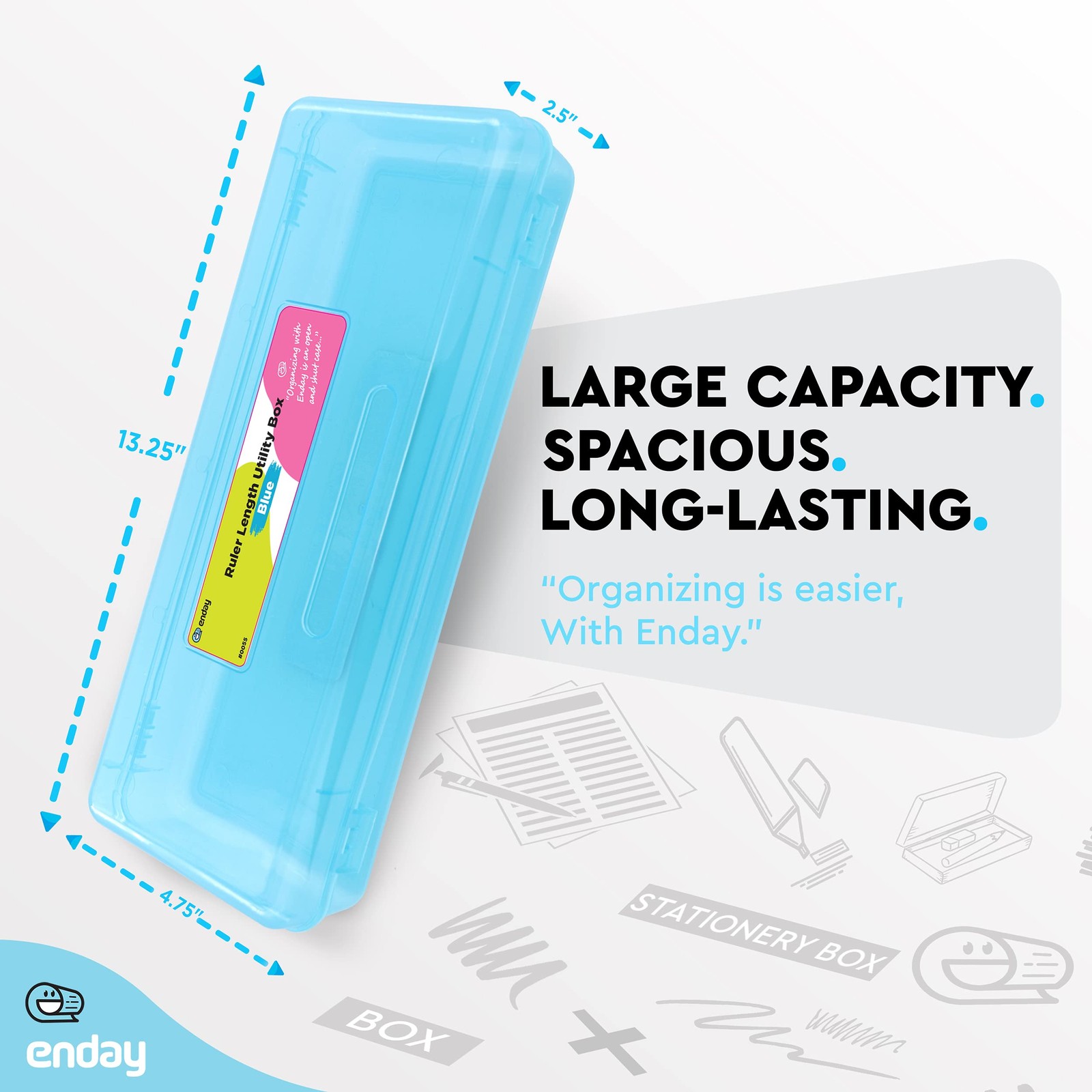 Long Plastic Pencil Case Box School Supplies Organizer Storage Container