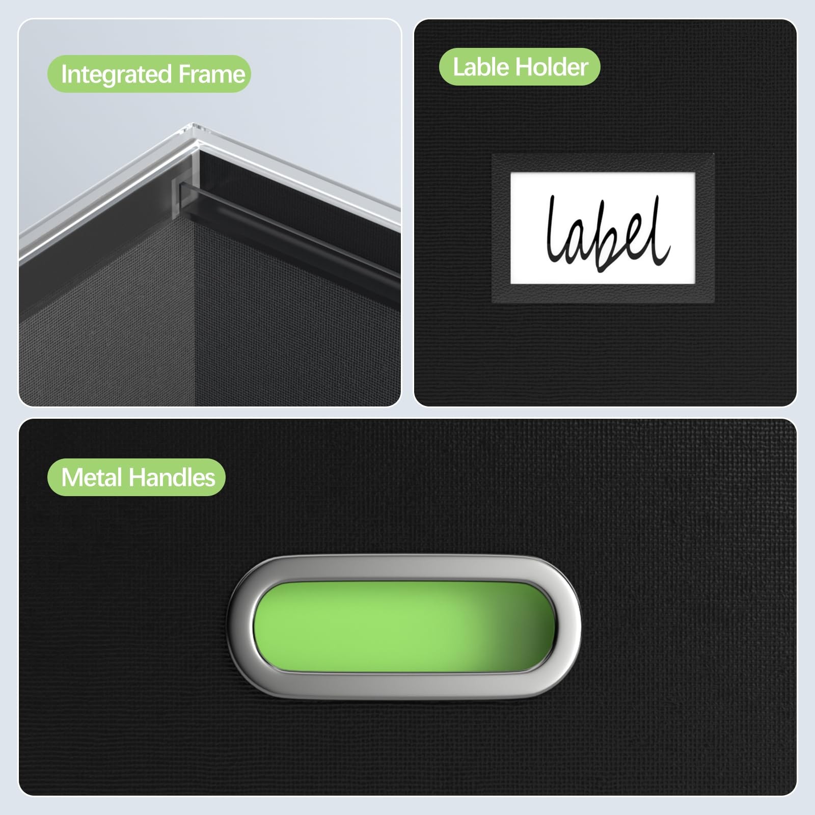GRSQYS File Organizer Box Boxes for 13.2*10.1*10.1in(3Pack), Black