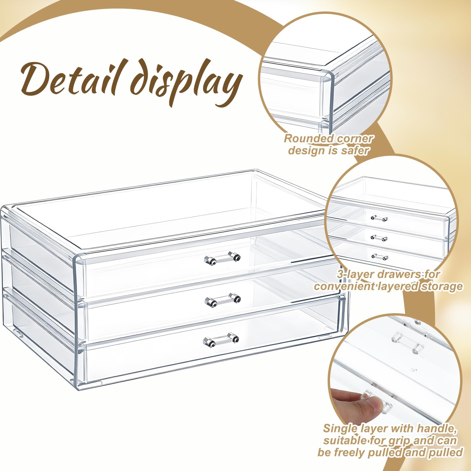 1 Pc Acrylic Storage Drawers, 9.3 X 5.3 X 4 x x 4 inches, Transparent