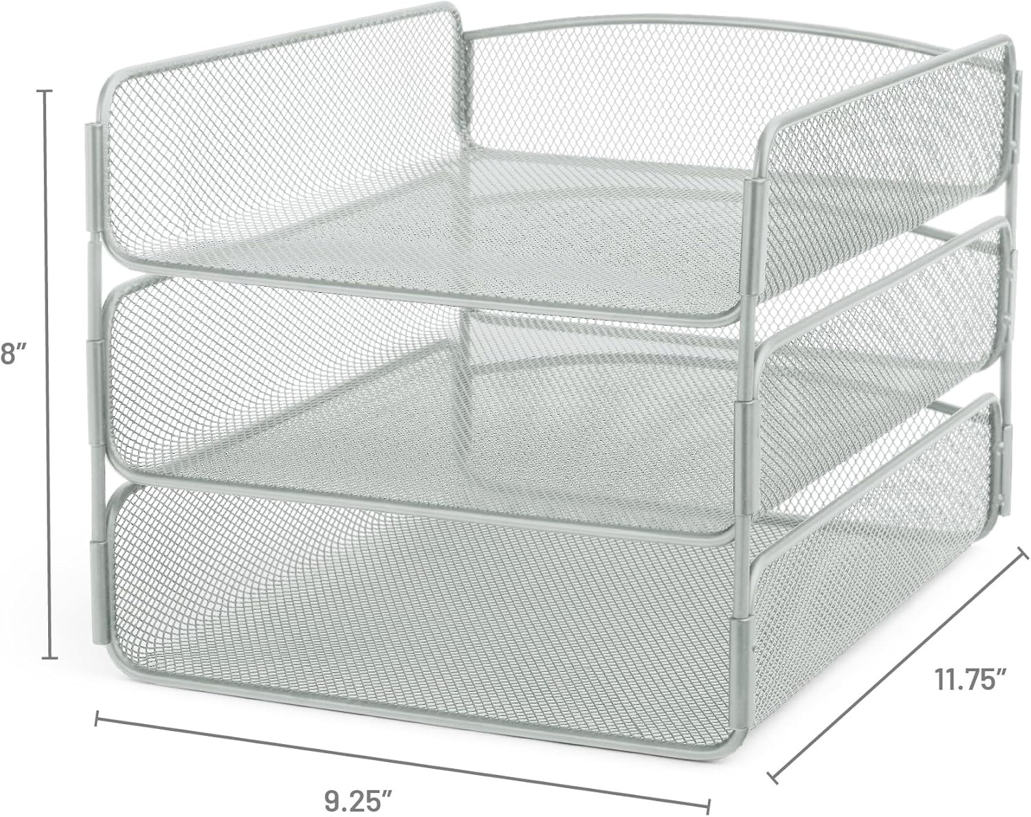 Safco Onyx Desktop Organizer, 3-Tier Paper Tray, Durable Steel Mesh Construction