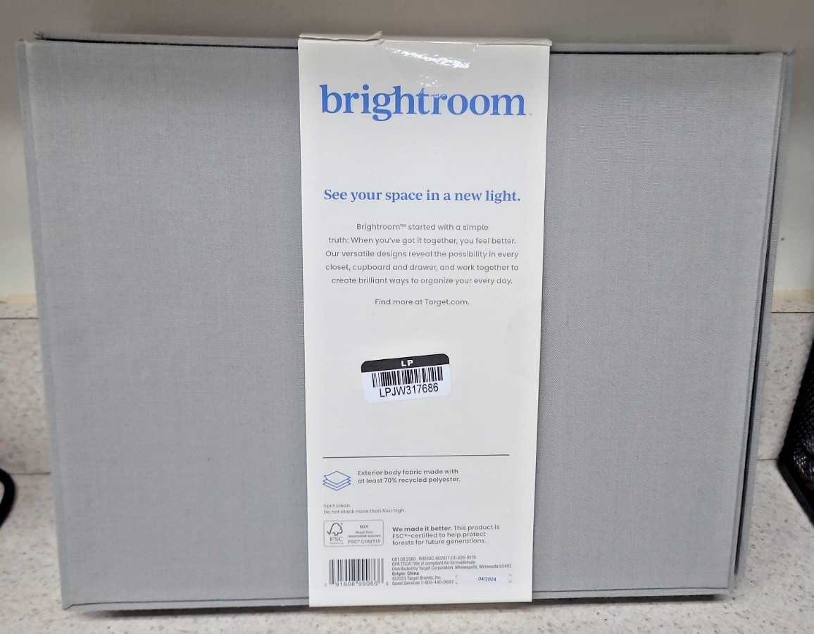 Canvas Letter Tray Desktop Organization Set of 2 Gray Brightroom, New A2