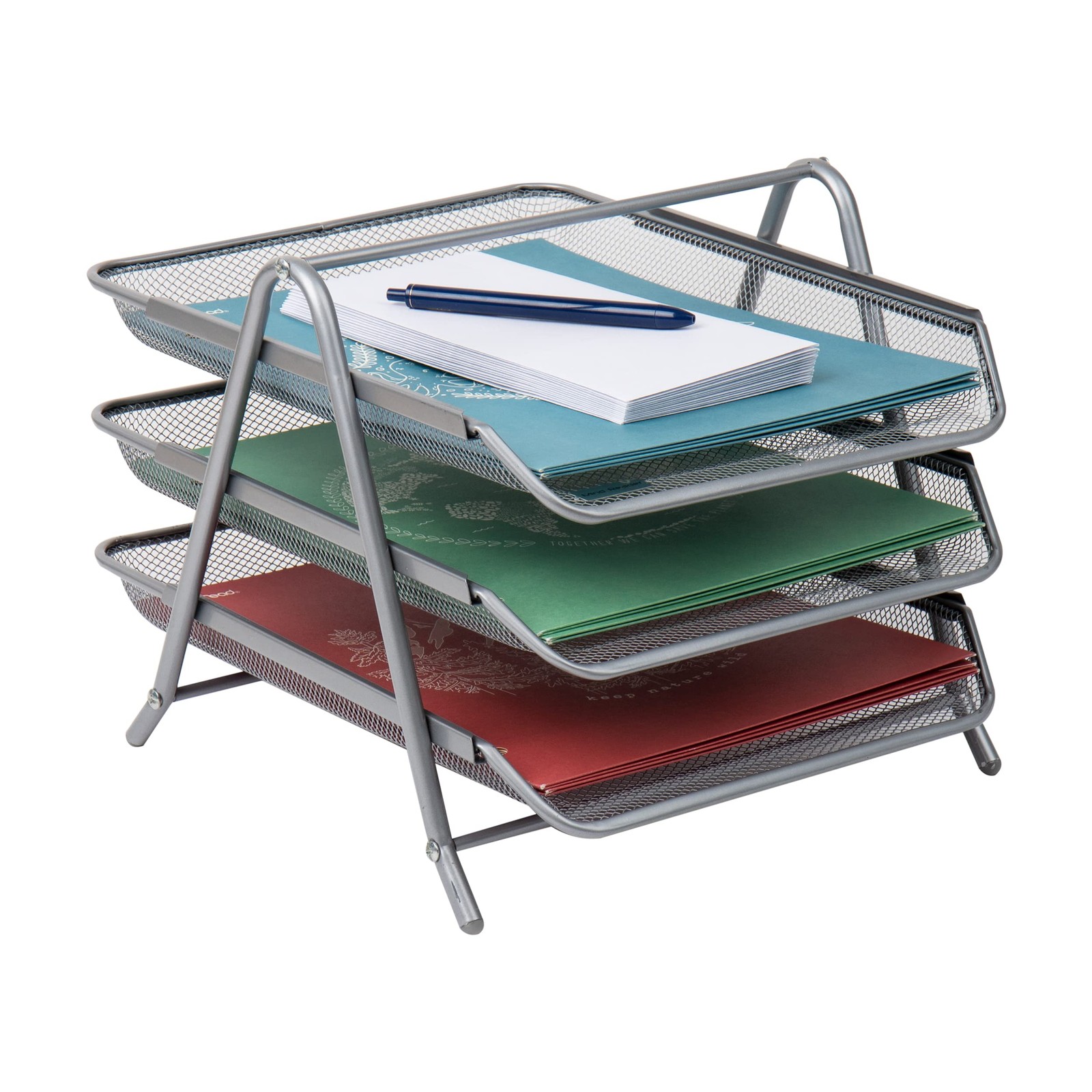 Mind Reader 3-Tier Paper Tray, Desktop Organizer, File Storage, Office, Metal…
