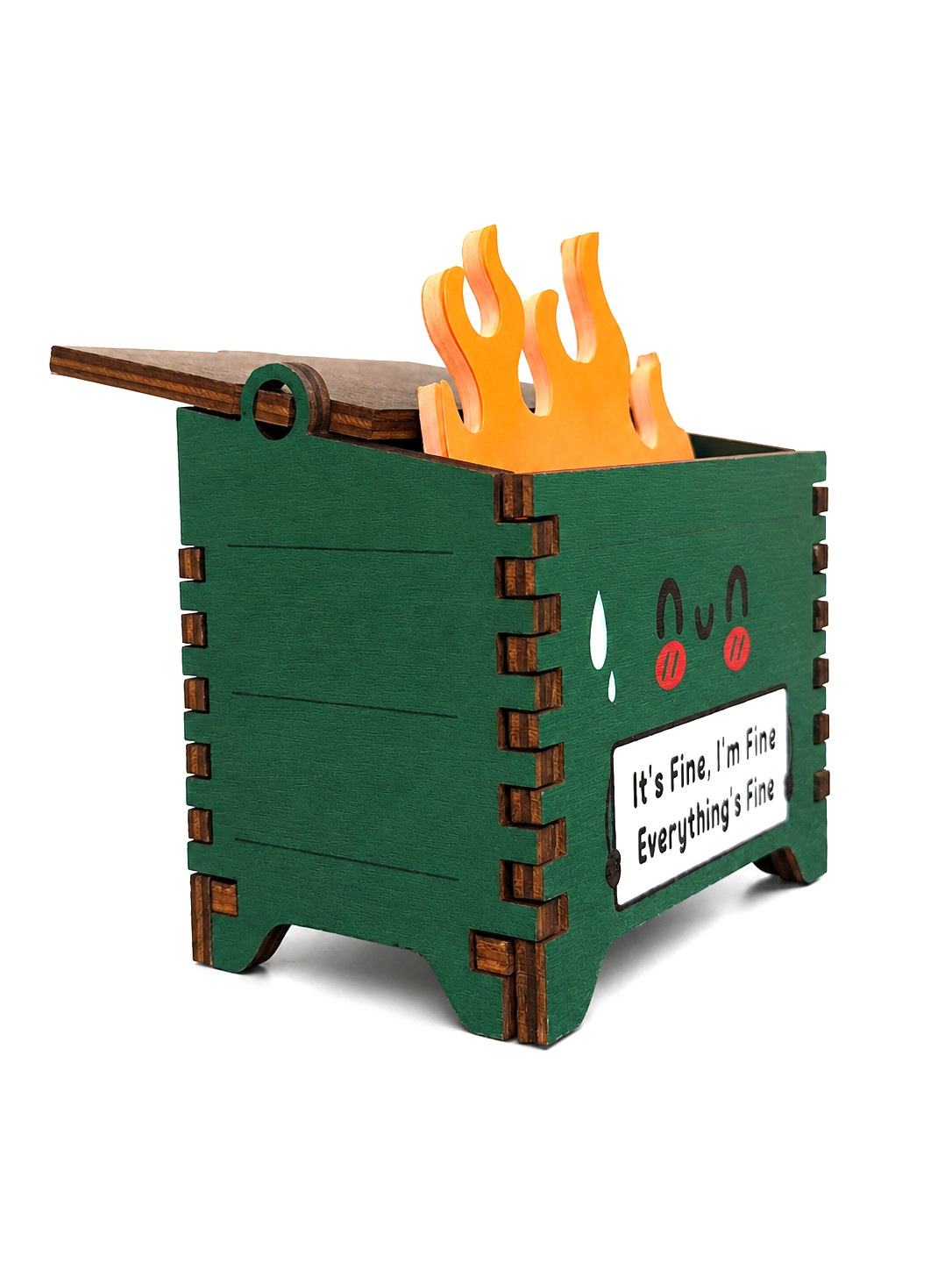 DUMPSTER FIRE Pencil pen Holder work desk ACCESSORY Flame Note cards sticky pad