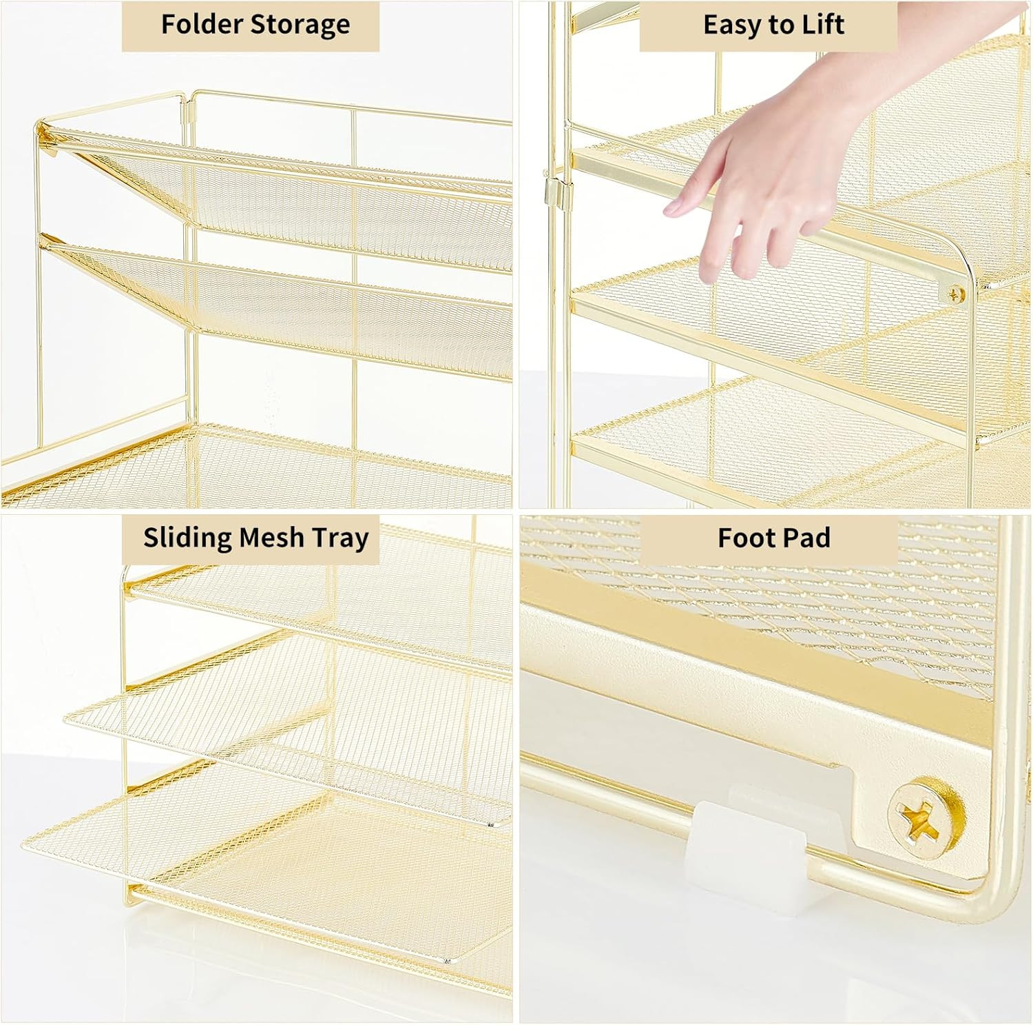 6 Tier Desk Organizer Letter Tray Desktop File Organizer Gold