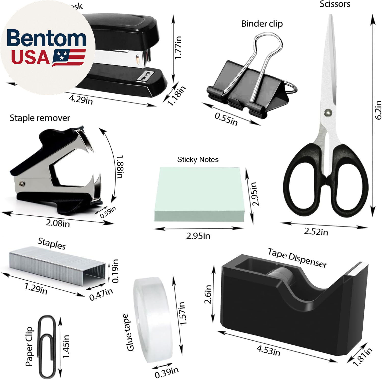 Black Office Desk Accessories, Black Office Supplies Set, Desk Drawer Organizer,