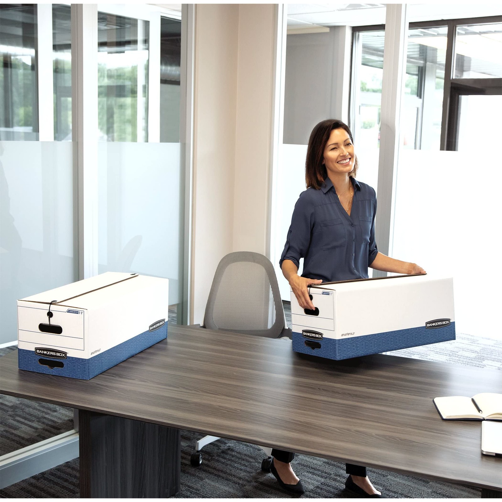 Bankers Box Liberty Heavy-Duty 41 inches x 20 x 5 inches, White/Blue