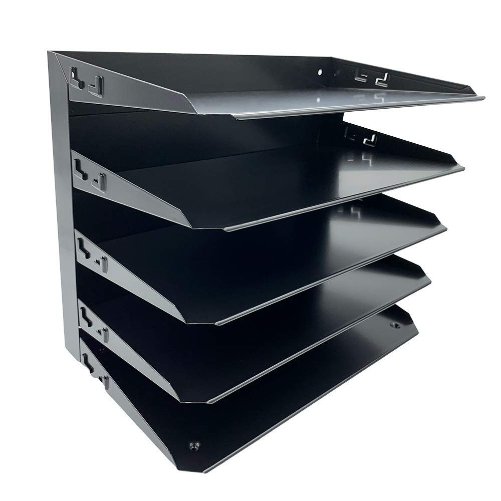 5 Slot Desk Organizer Tray for Legal Folders Durable Steel with Label Holders