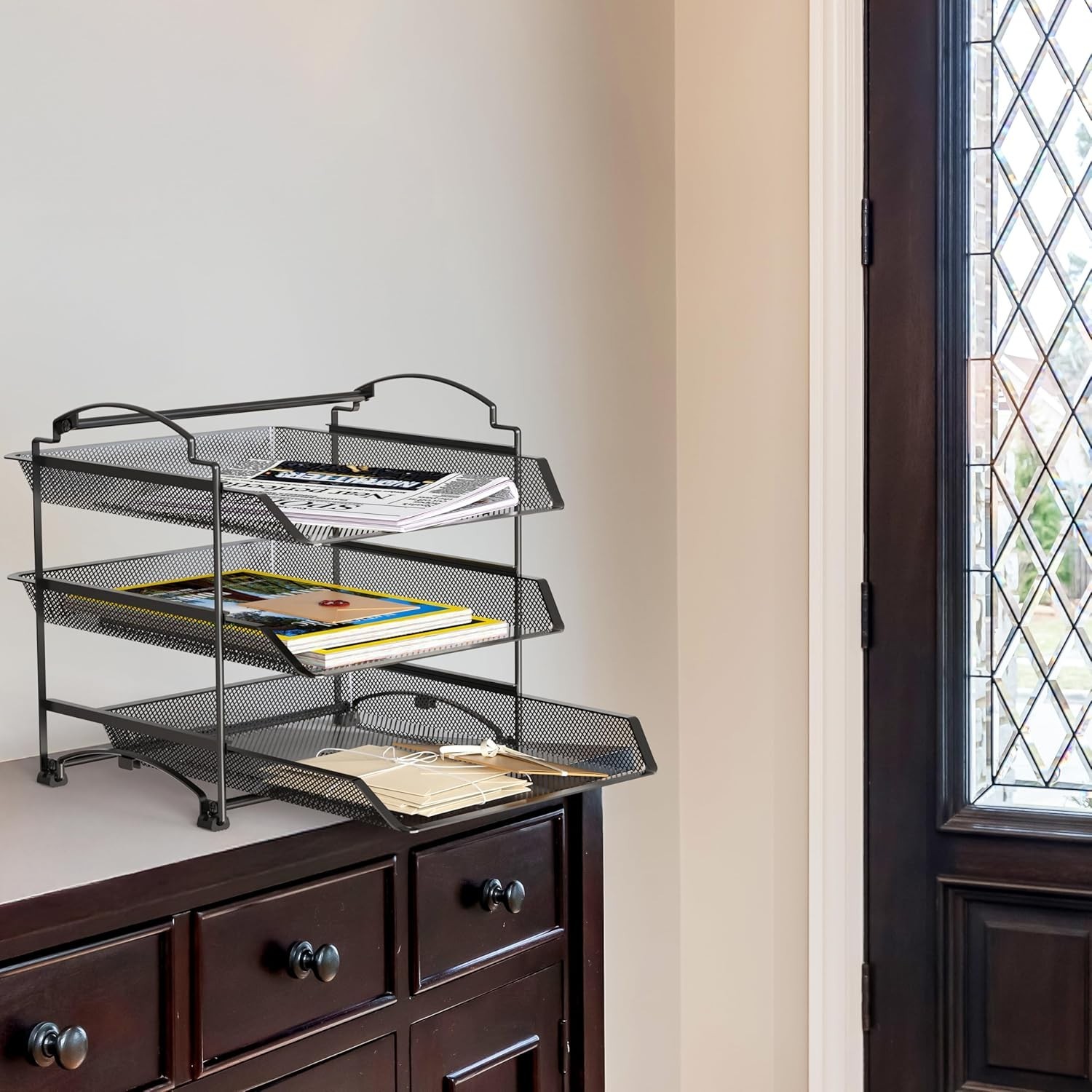3-Tier Stackable & Sliding Desktop Document Letter Tray 13.2″x11.5″x10″ Black