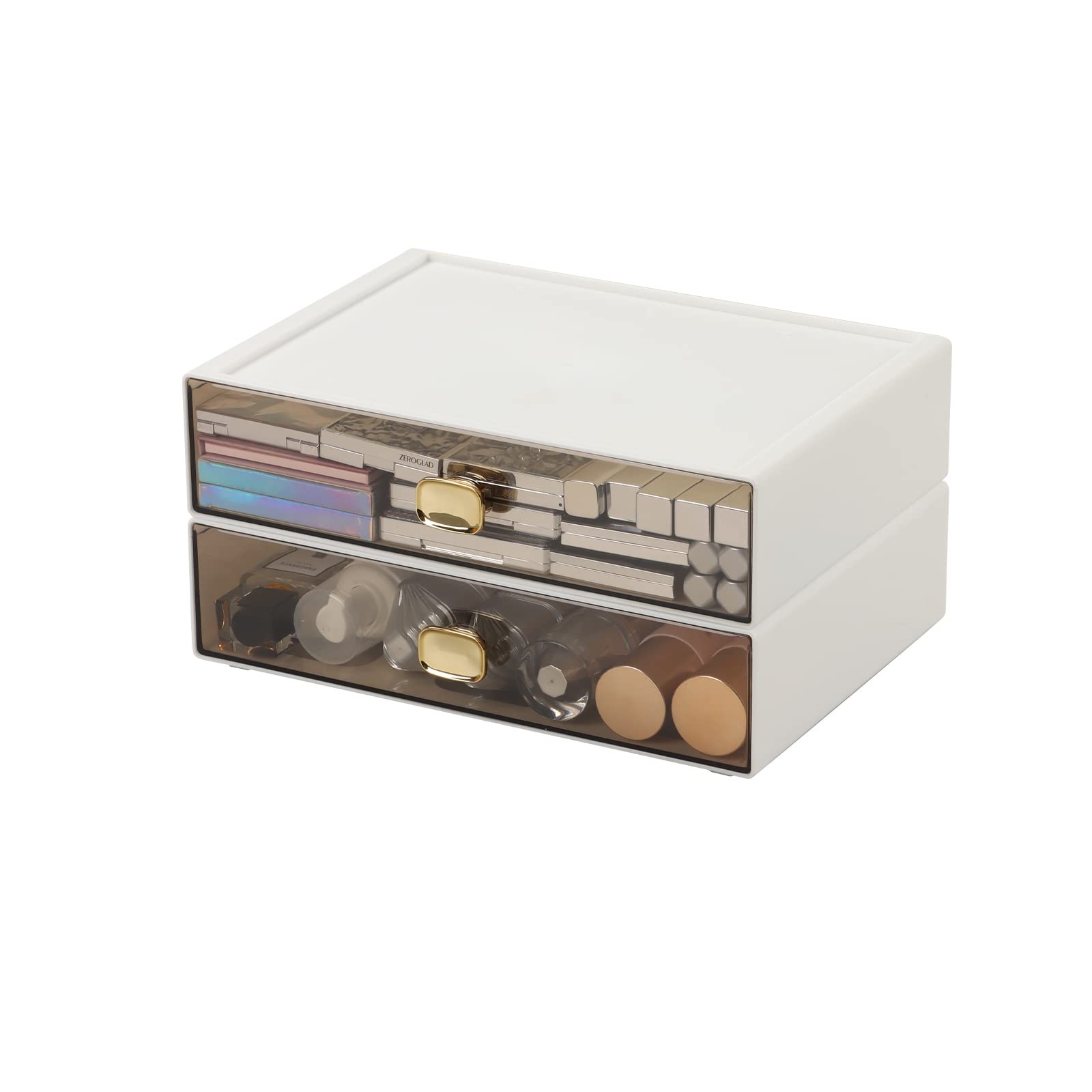 OSteed Spacious Desktop Storage Box, 2 Large 2 Drawers, White
