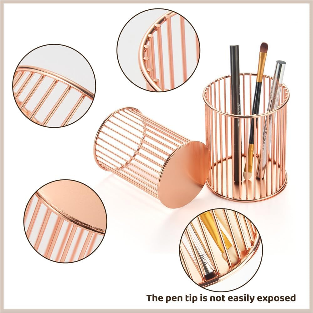 2 Sets Metal Pen Holder for Desk, Makeup Brushes Cup Holder, Pencil Holders, Pen