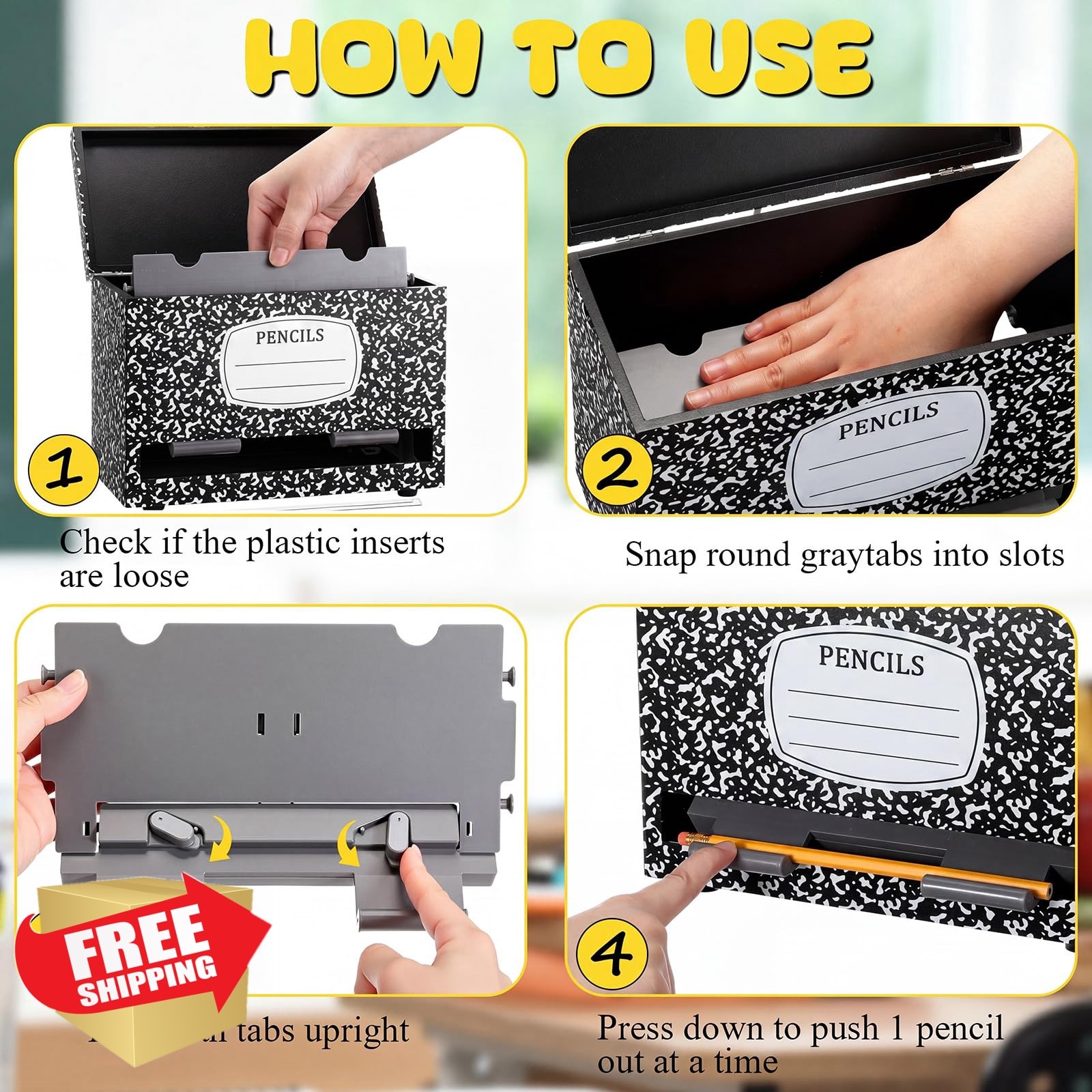 Yalikop Notebook Black Pencil Dispenser