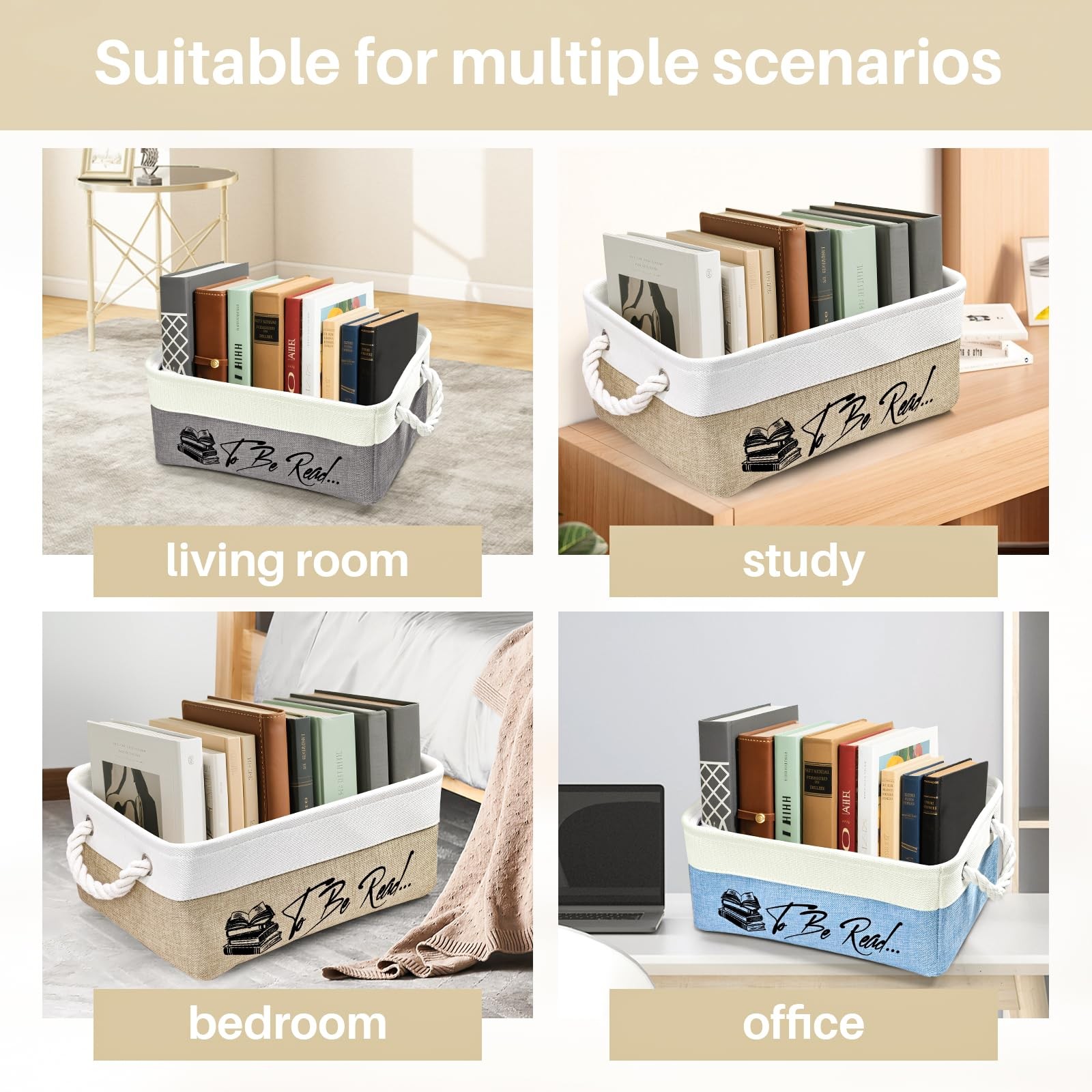 TBR Book Storage Basket Organizer Bin Holds 10/15 Books Gift For Bookworm