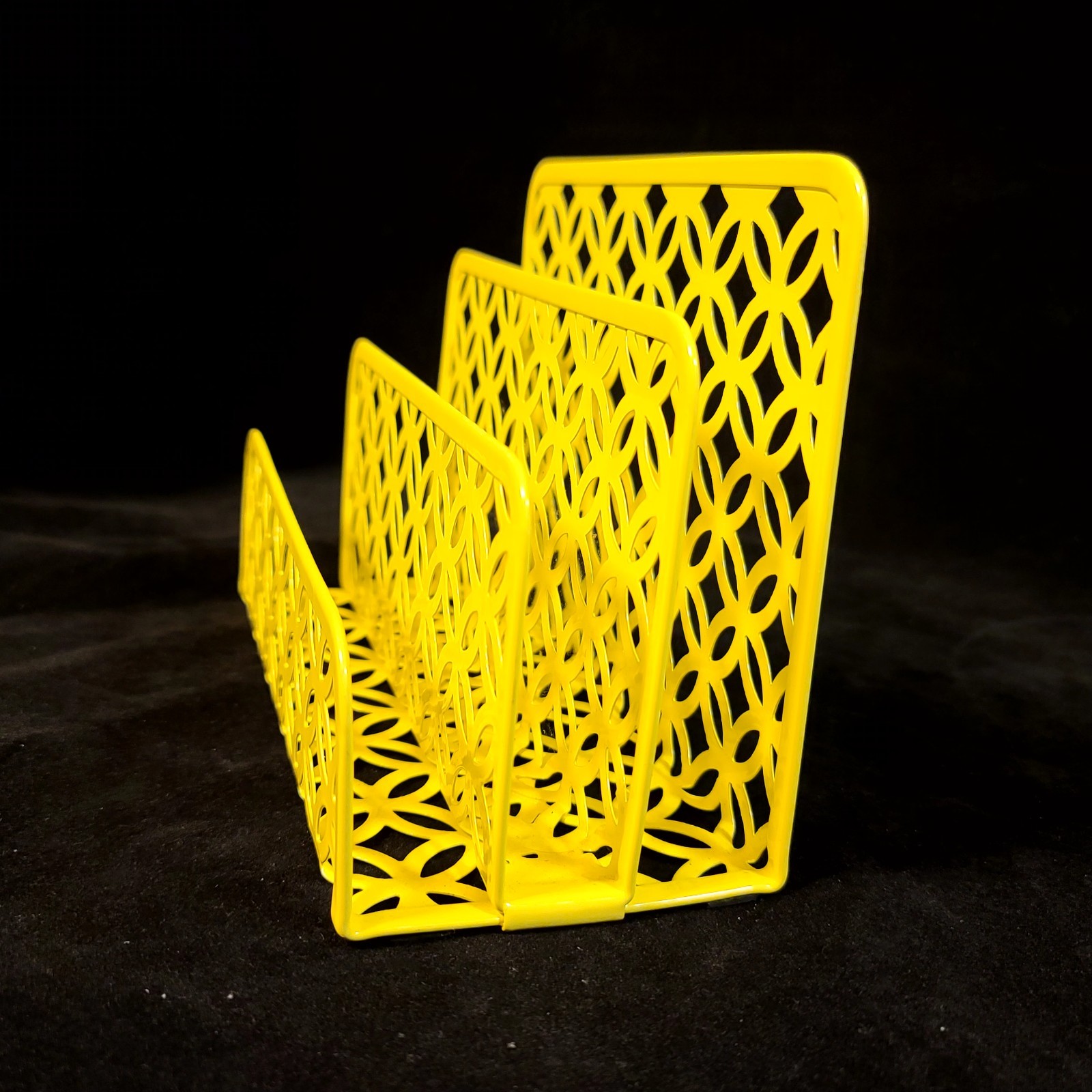 Yellow Desk Organizer Mail Sorter Metal Letter Holder Office