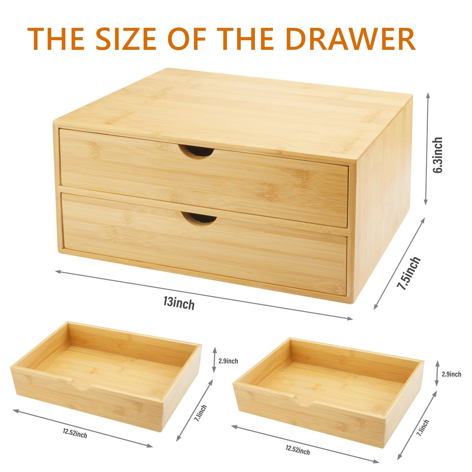 Bamboo Desk Organizer With Drawers Countertop Drawers Counter Storage Box Cor…
