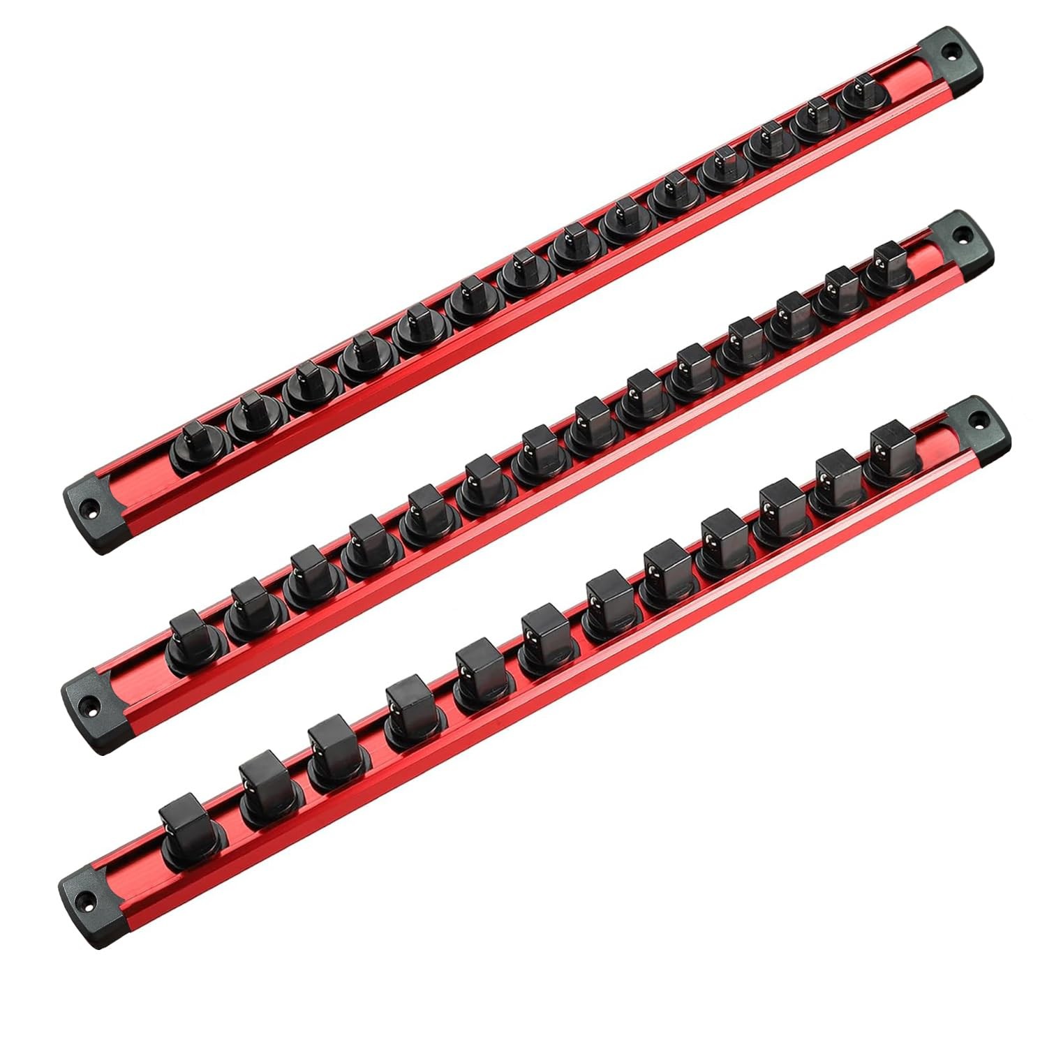 ACEBON Magnetic Socket Organizer Set, 3PCS (1/4” & 3/8“ & 1/2”), Red