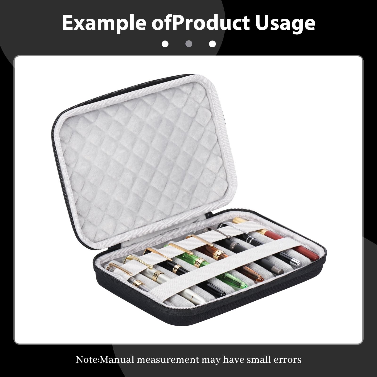 MIVLXLX 8 Slots pen case/boxes，Nylon cloth Pencil Tray Case 8 slots, black