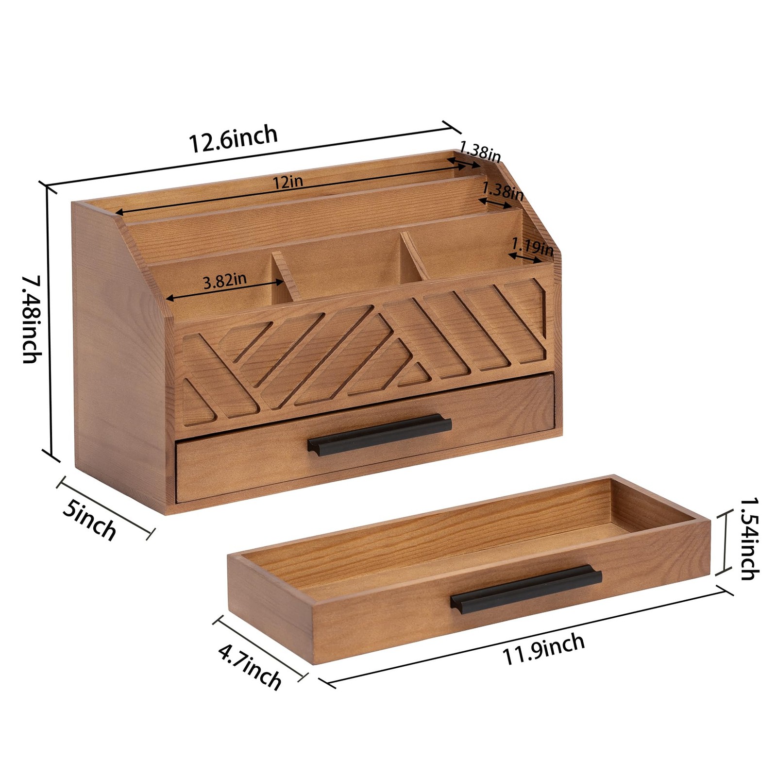 dreampossible Brown Wood Desk Organizer and Accessories with Drawer, A