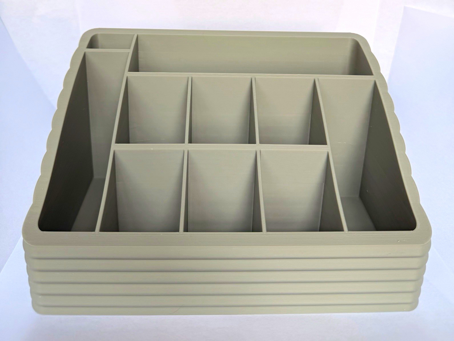 Gray Plastic Desktop Organizer Tray Insert with Multiple Compartments