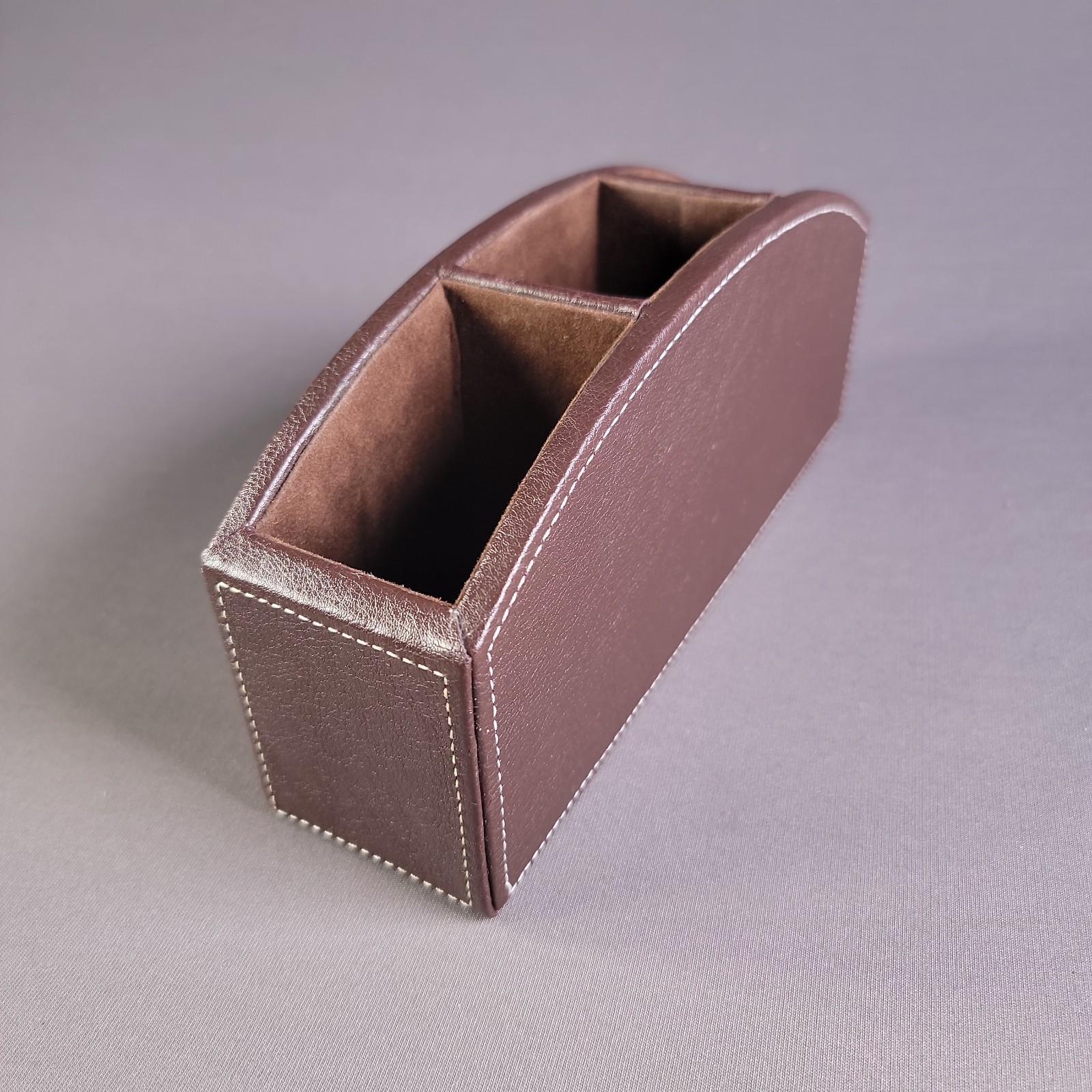 6‑Piece Leather Office Desk Organizer Set White Stitching Modern Office set