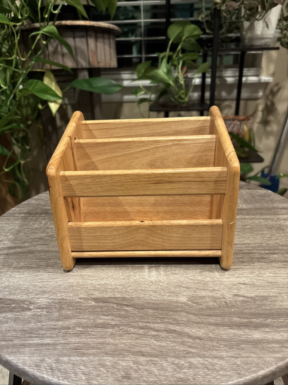 Vintage Wooden Desk/Mail/Letter/Recipe Holder Natural wood Finish